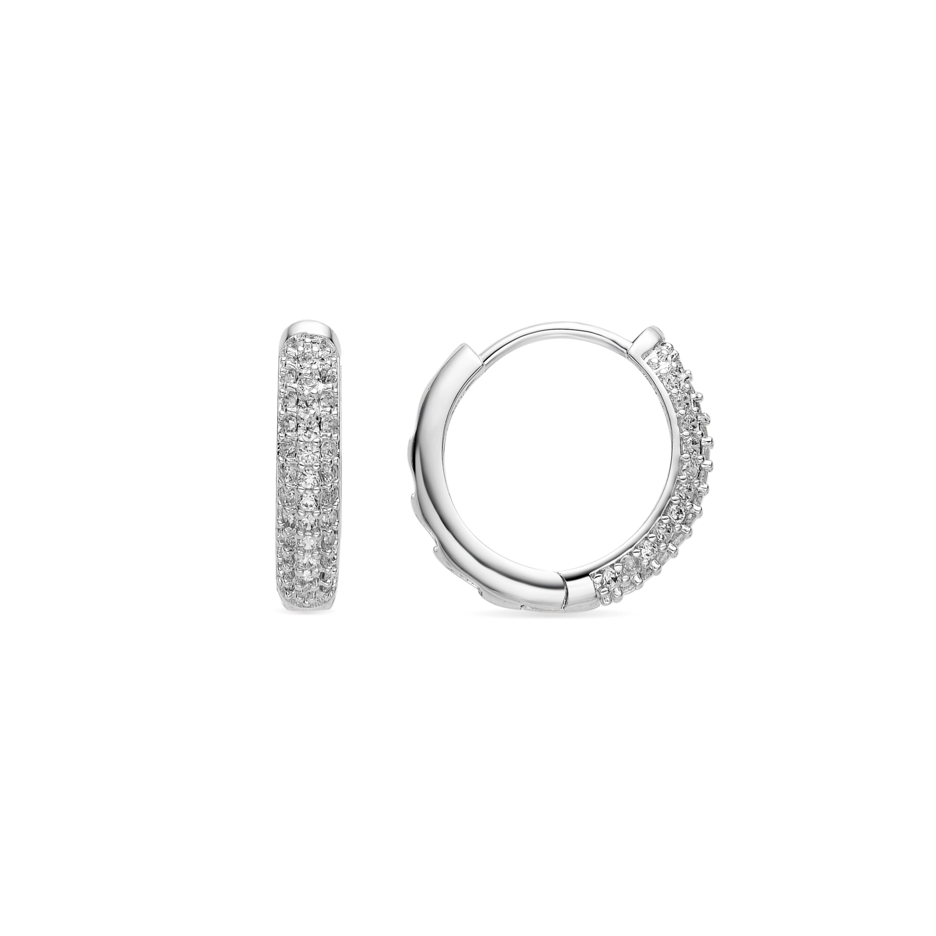 Earrings with shiny zirconia in silver finish - Rymi