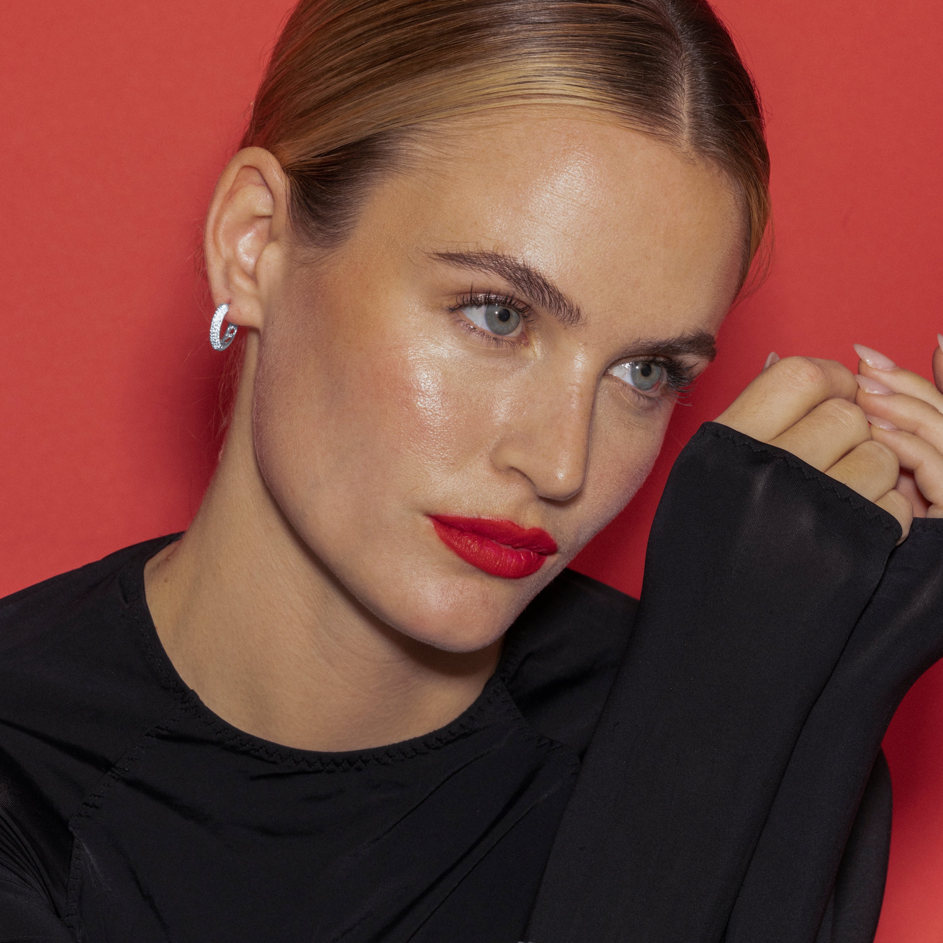 Earrings with shiny zirconia in silver finish - Rymi
