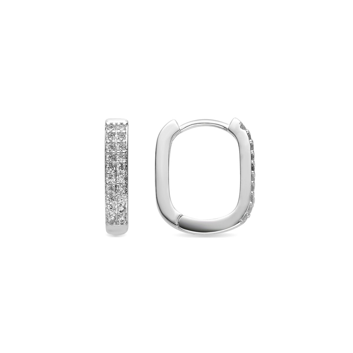 Earrings with brilliant zirconia, silver finish - Nebard