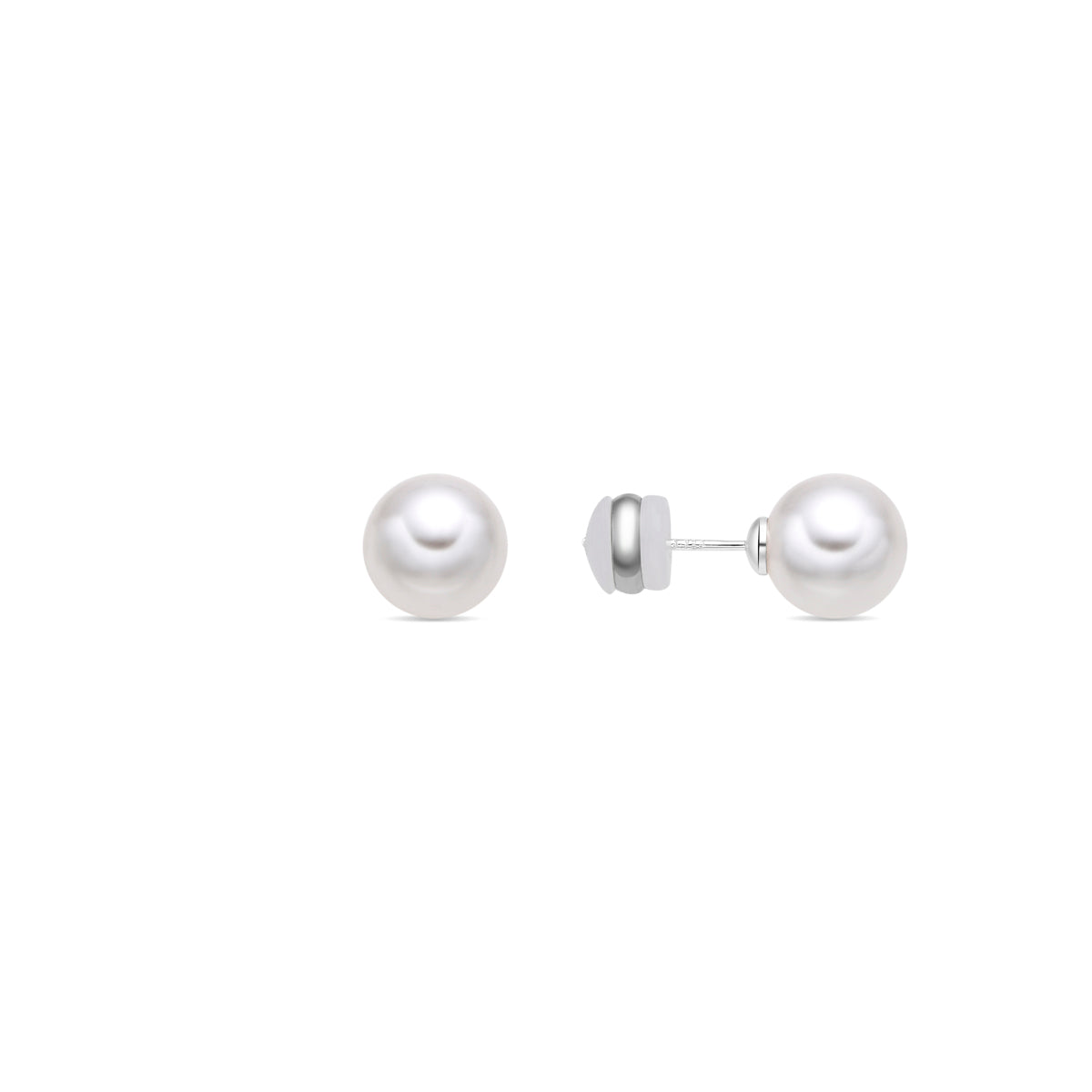 Pendientes con Perla Blanca acabado plata - Wasai