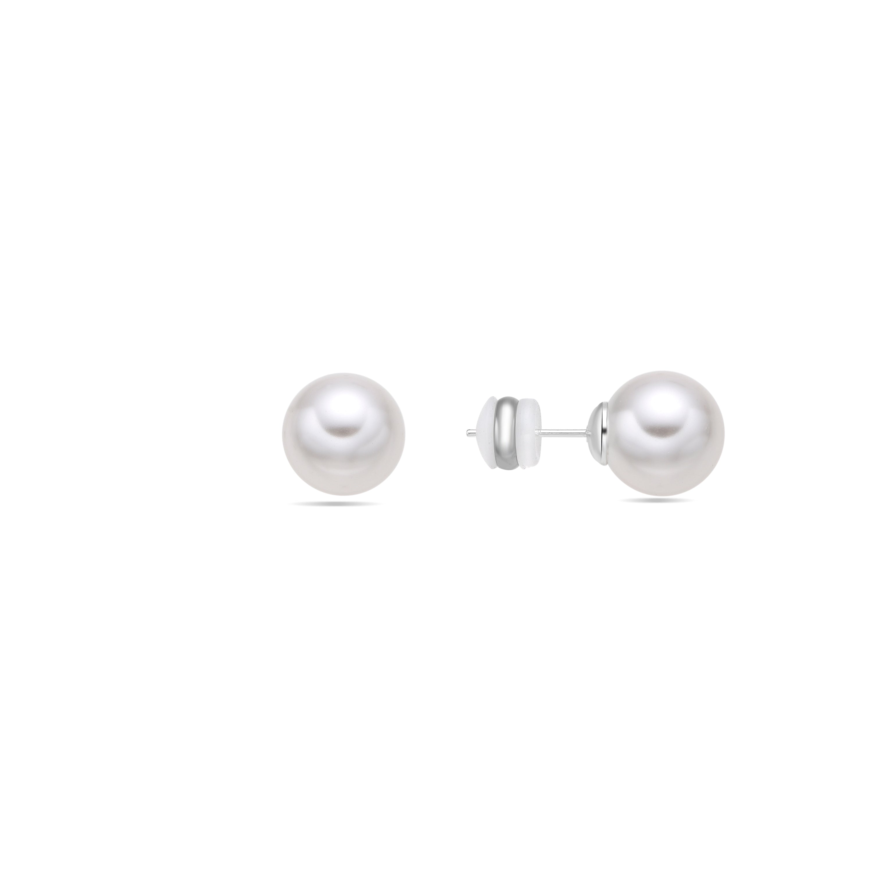 Pendientes con Perla Blanca acabado plata - Anvithi