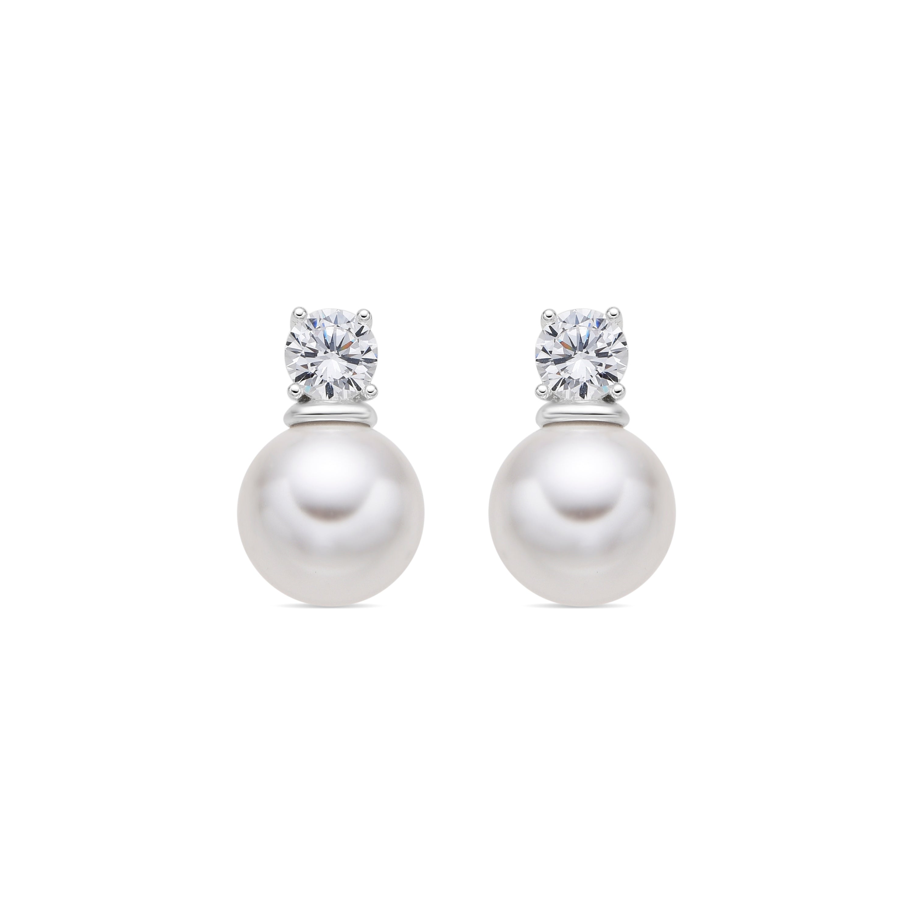 Pendientes con Perla Blanca acabado plata - Etalor
