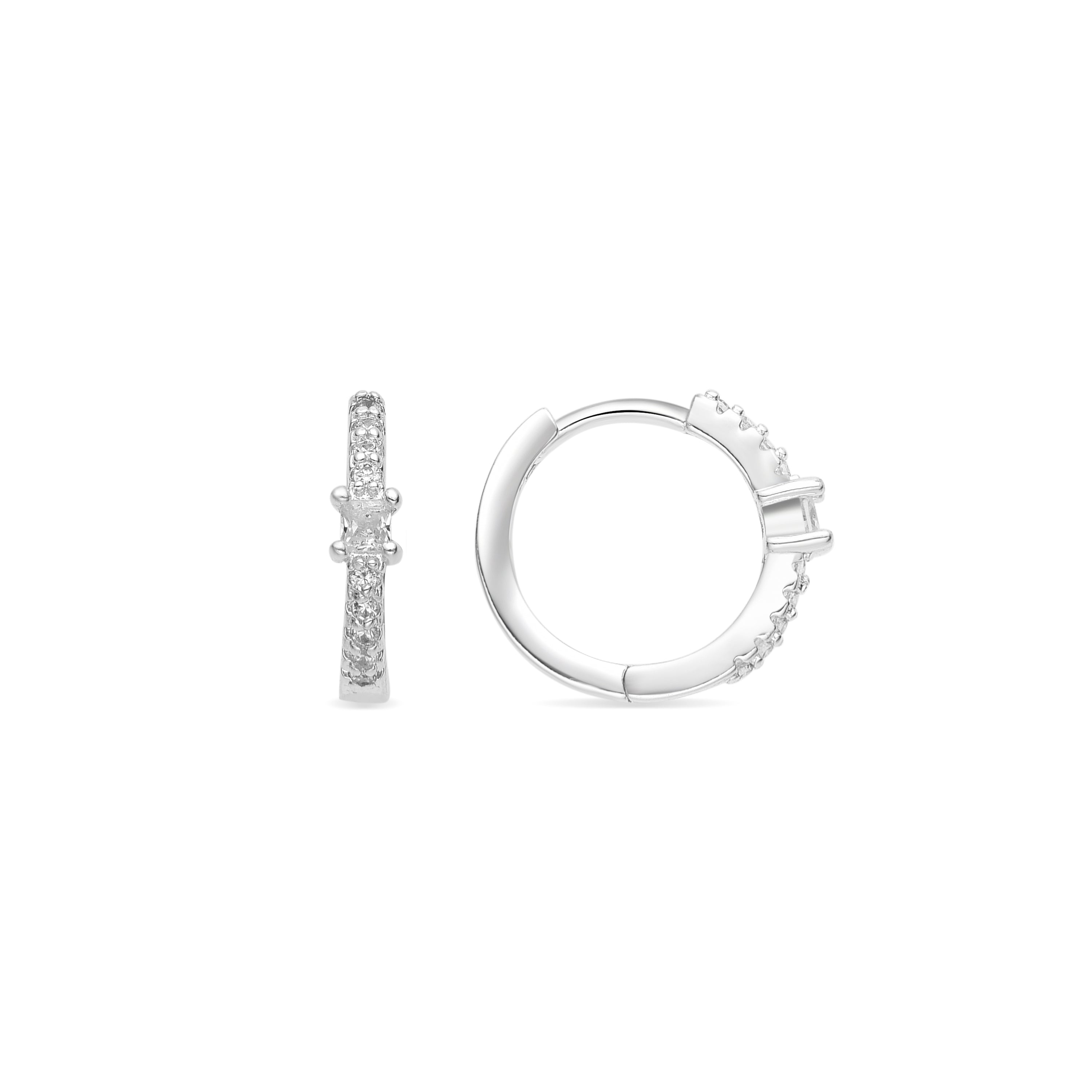 Pendientes con Circonita Brillante acabado plata - Duia