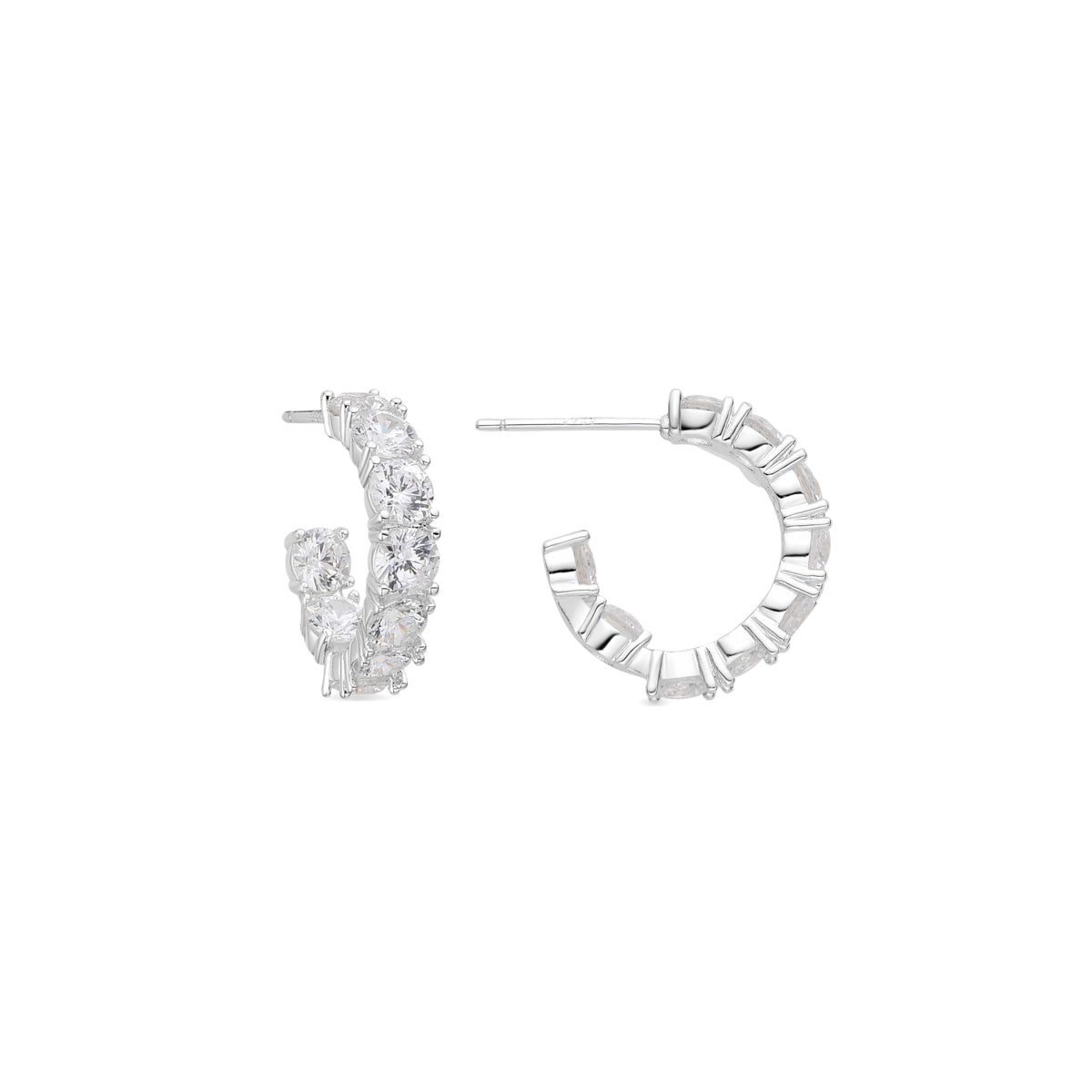 Pendientes con Circonita Brillante acabado plata - Mizne