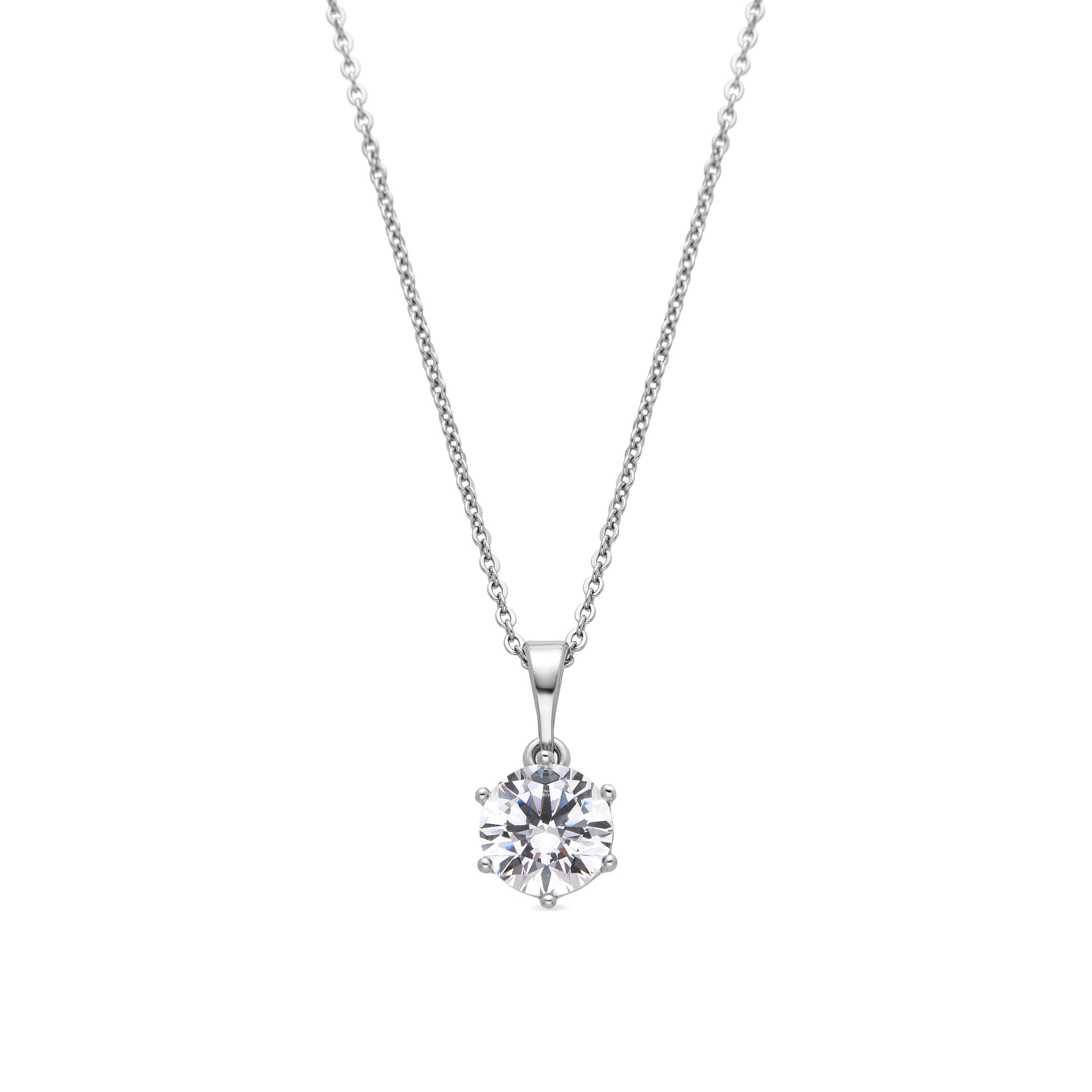 Shiny Zirconia Necklace in Silver Finish - Raiful