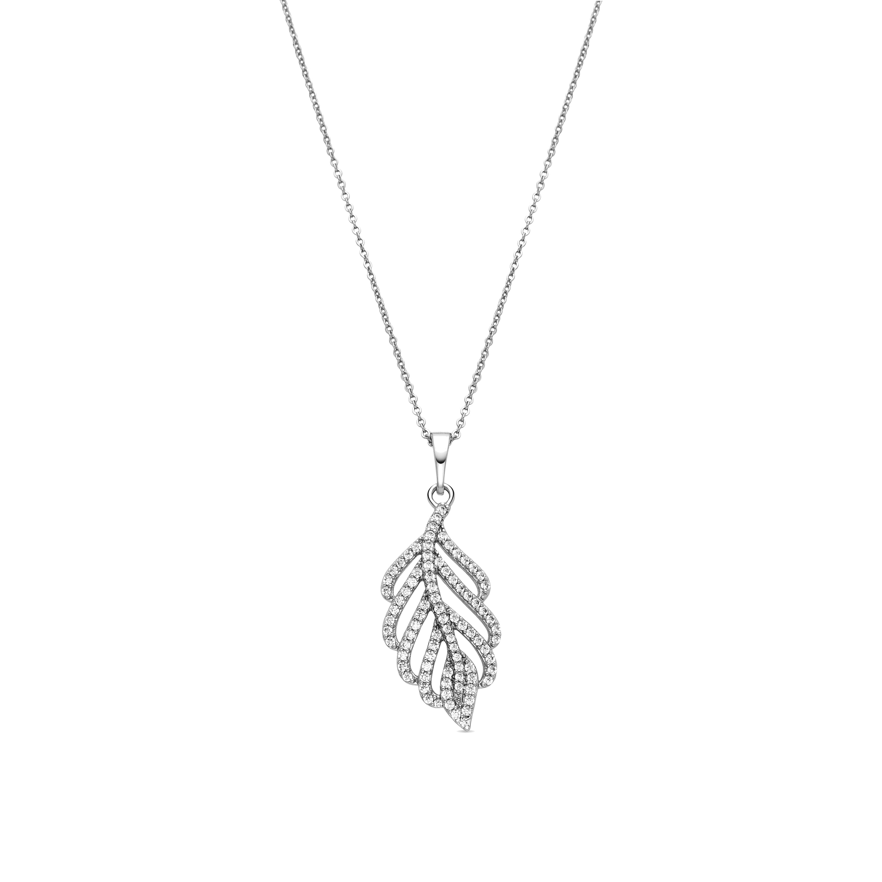 Necklace with Shiny Zirconia, silver finish - Ceolpox