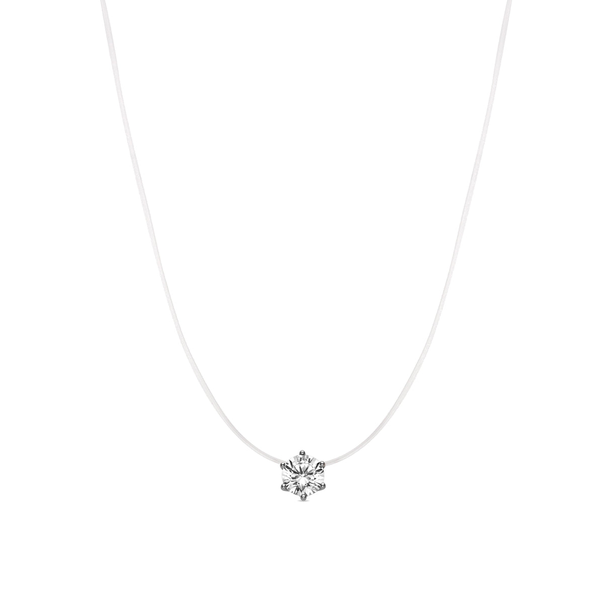 Necklace with Shiny Zirconia, silver finish - Goyrys