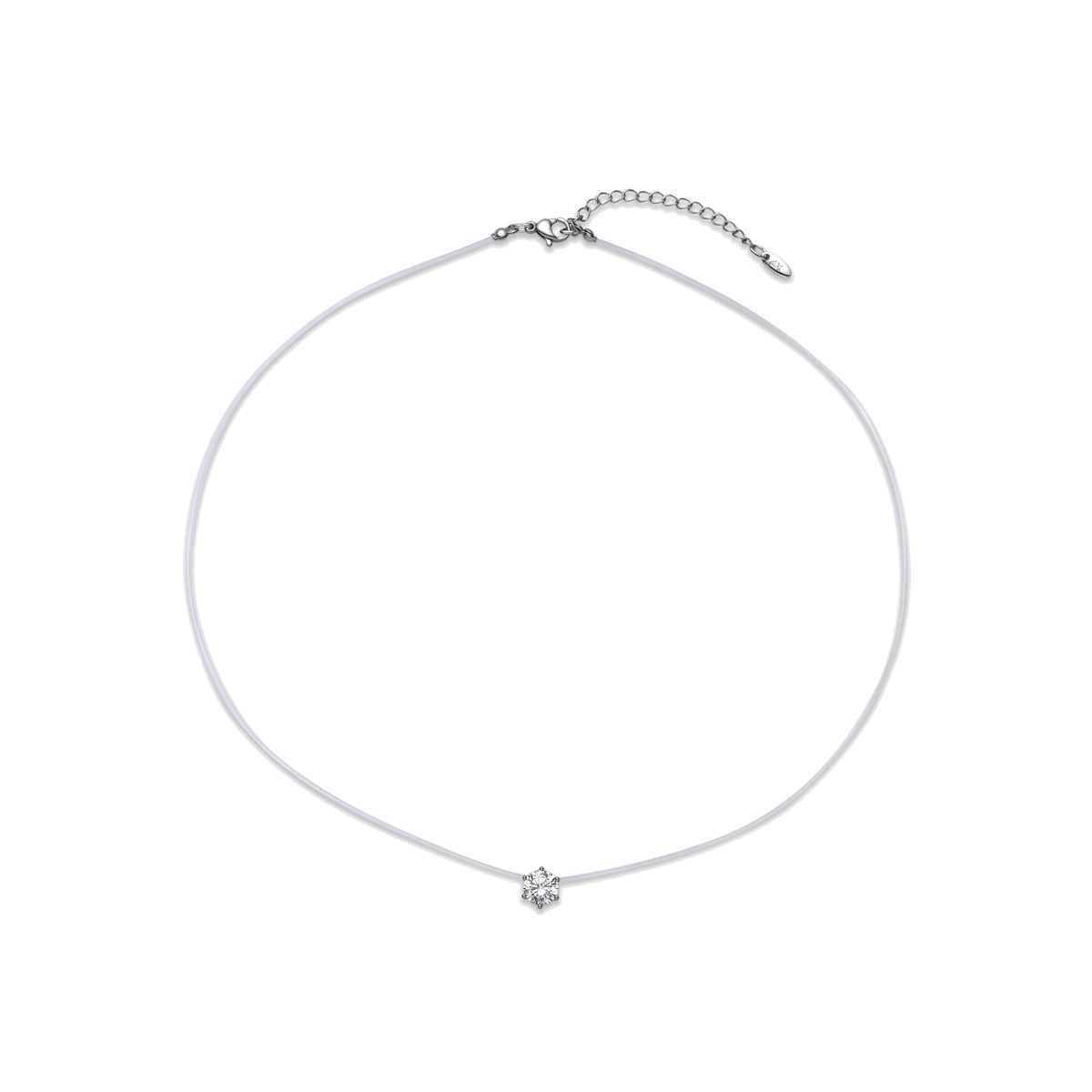 Necklace with Shiny Zirconia, silver finish - Goyrys
