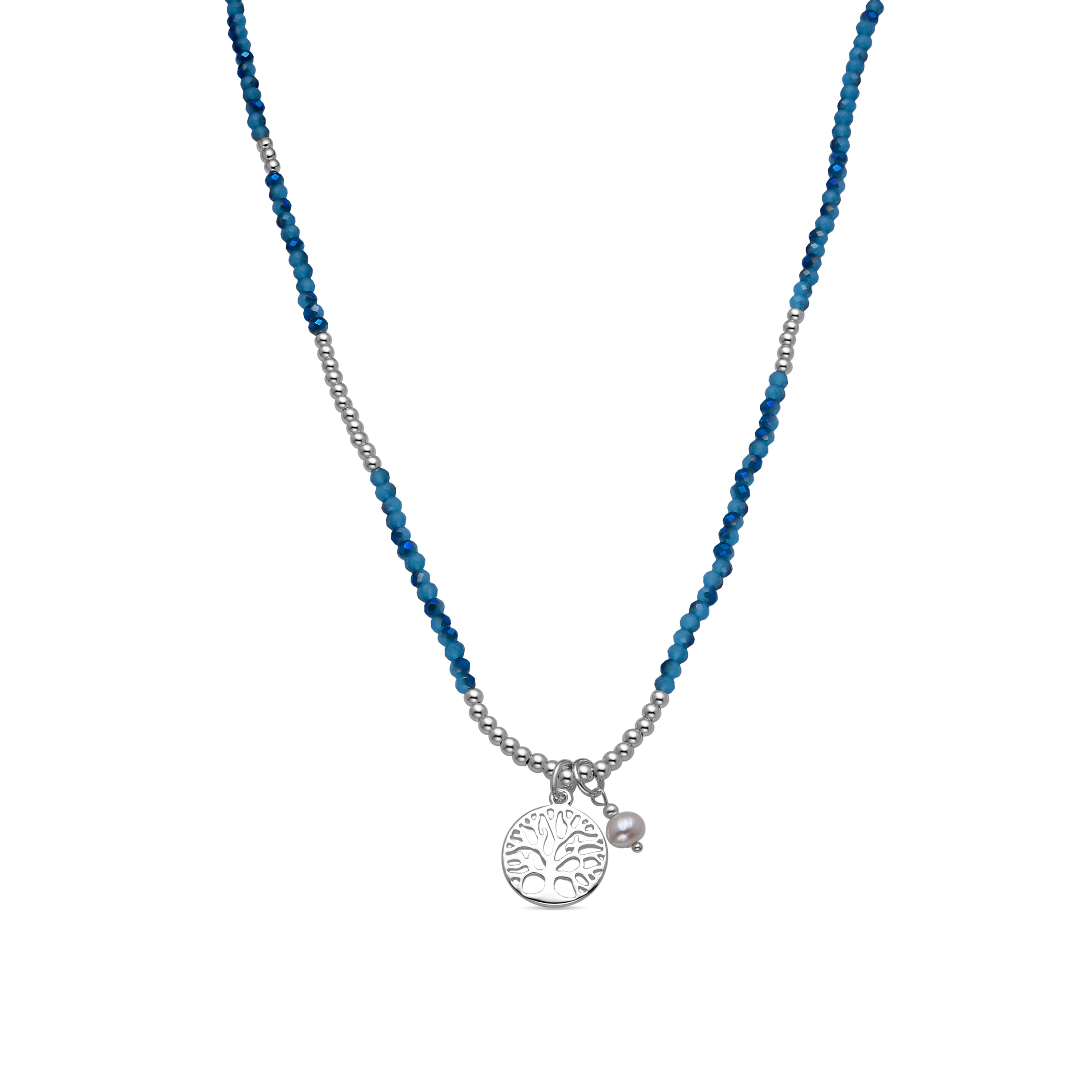 Rhodium-finished necklace - Keum