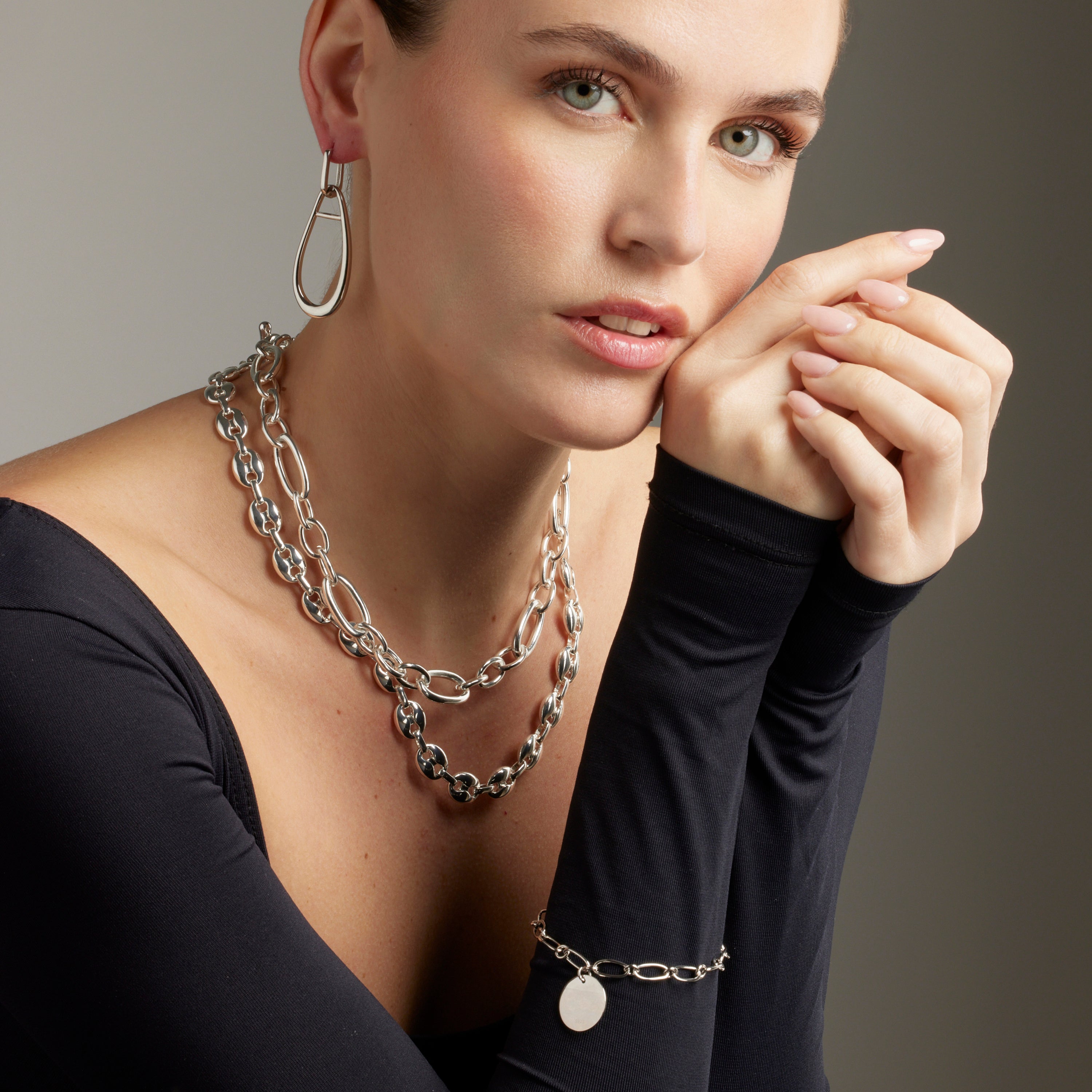 Rhodium-finished necklace - Midyu