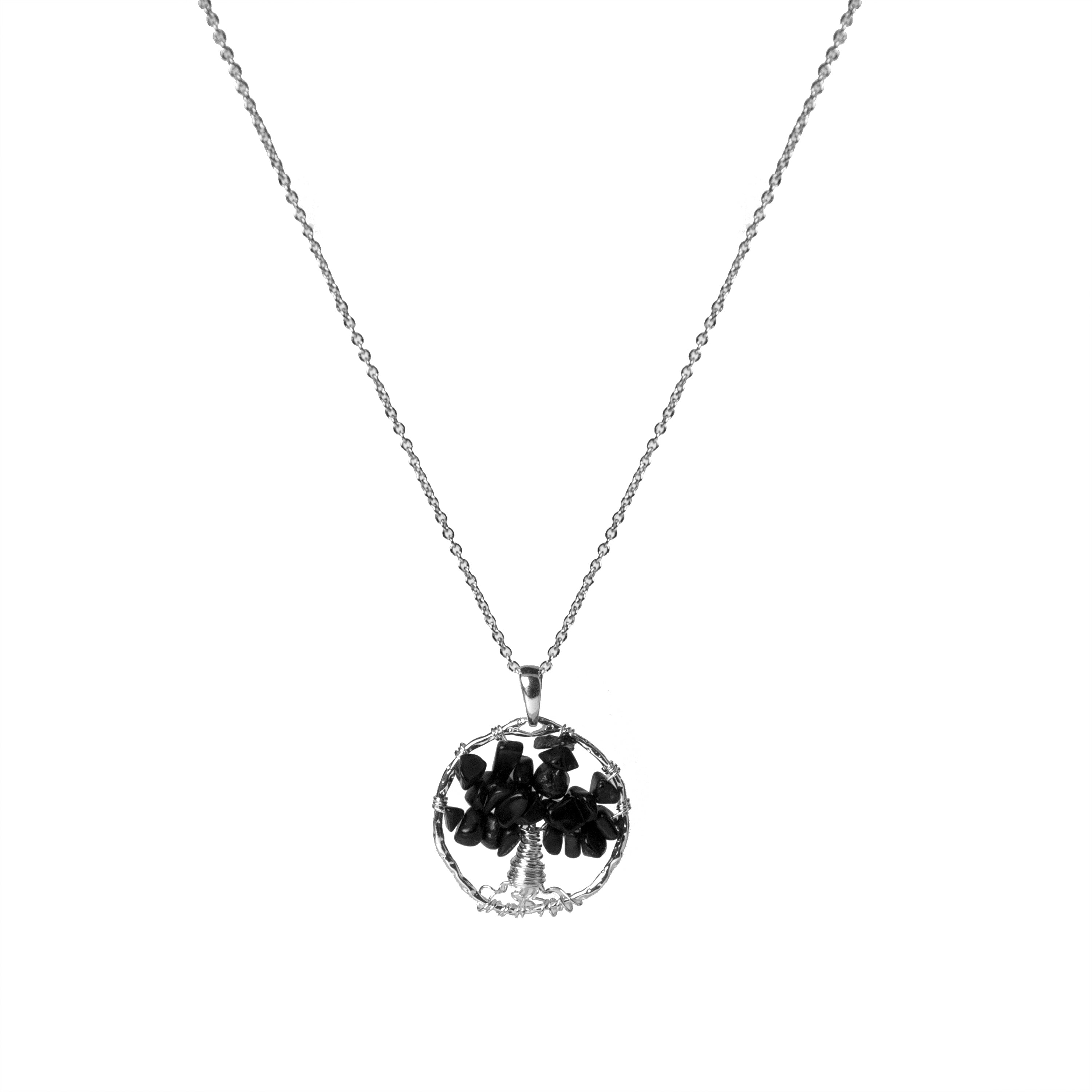 Onyx necklace with rhodium finish - Budleia