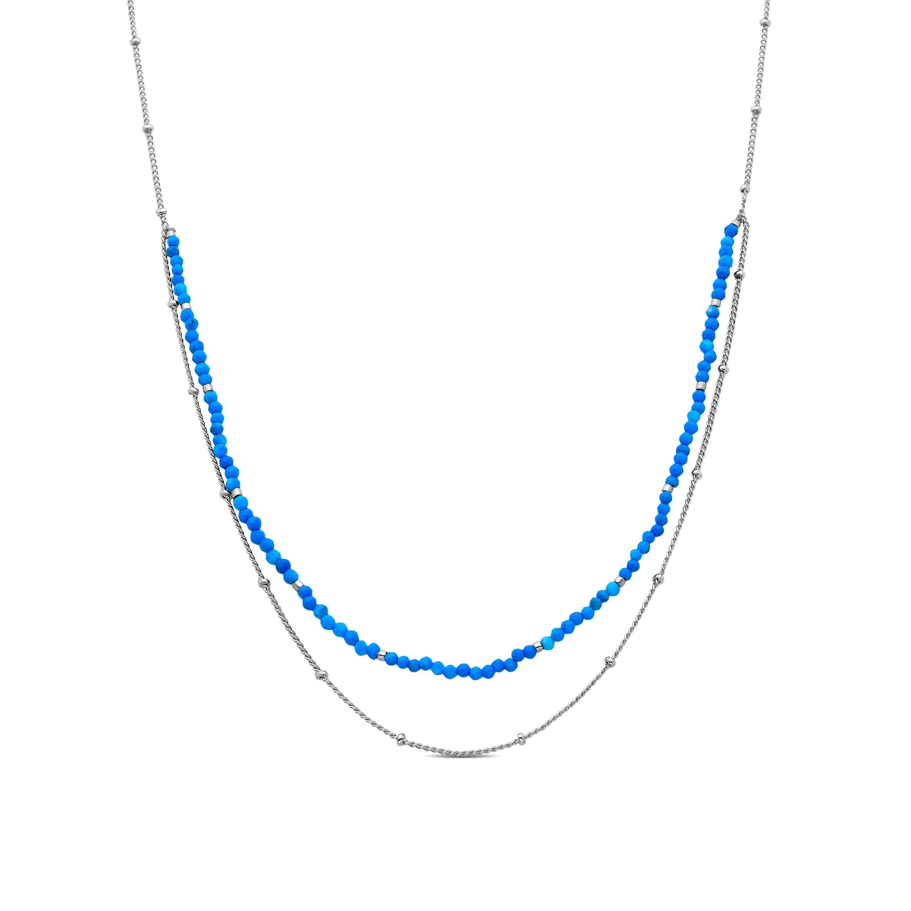 Multicolored Crystal Necklace with Rhodium Finish - Miwa