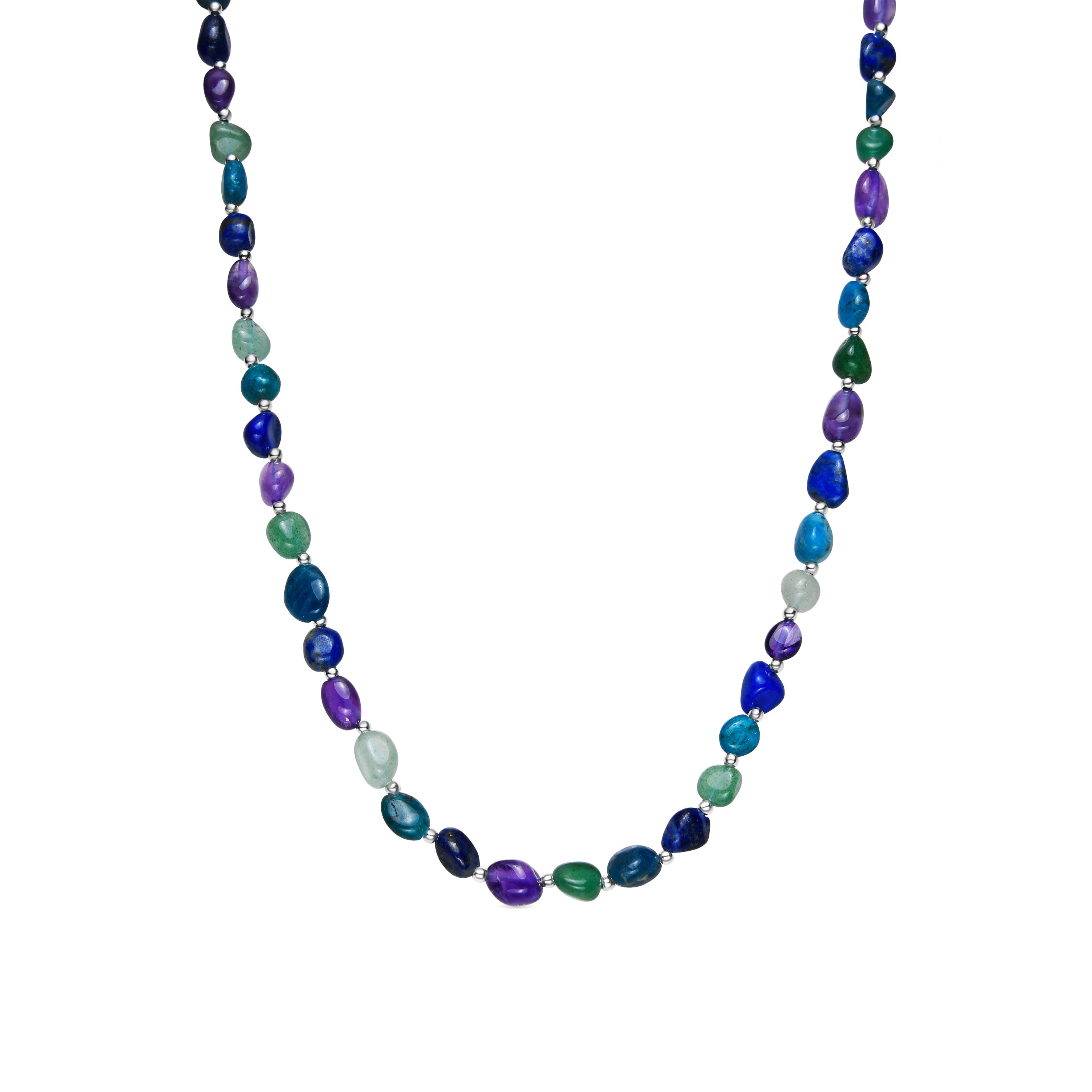 Silver and Natural Amethyst Finish Necklace - Umavi