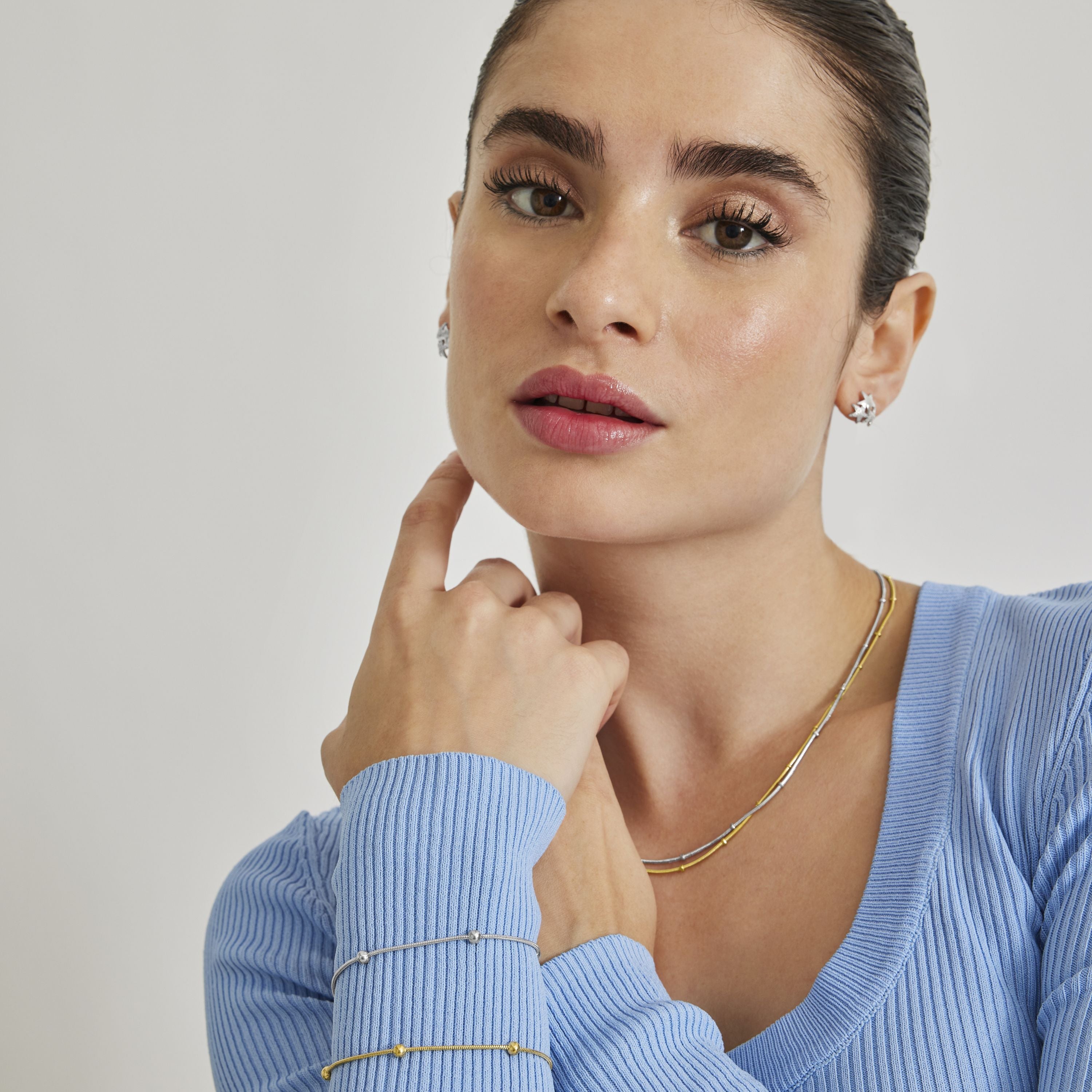 Rhodium-plated necklace - Thapai