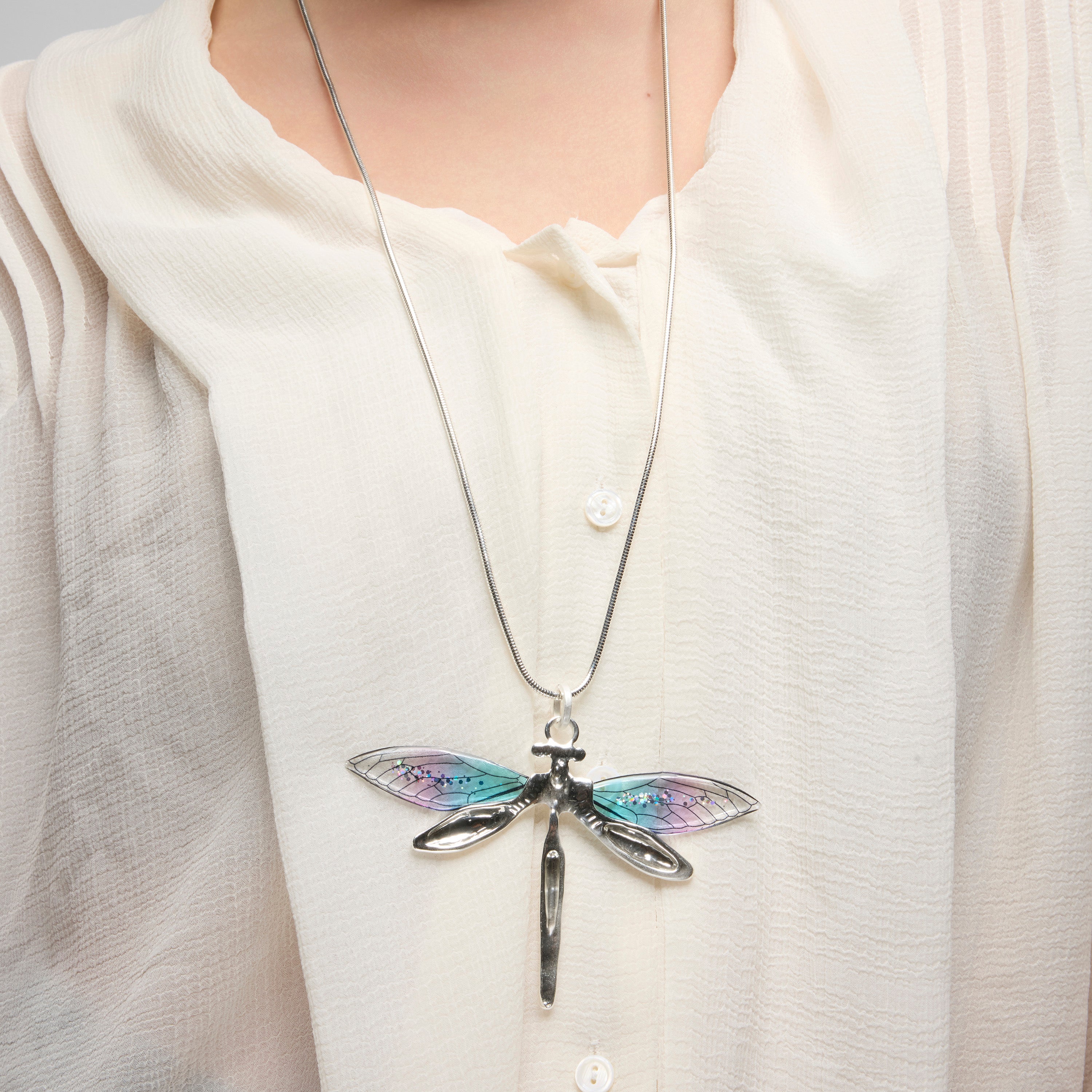 Silver and Gray Resin Finish Necklace - Rebi