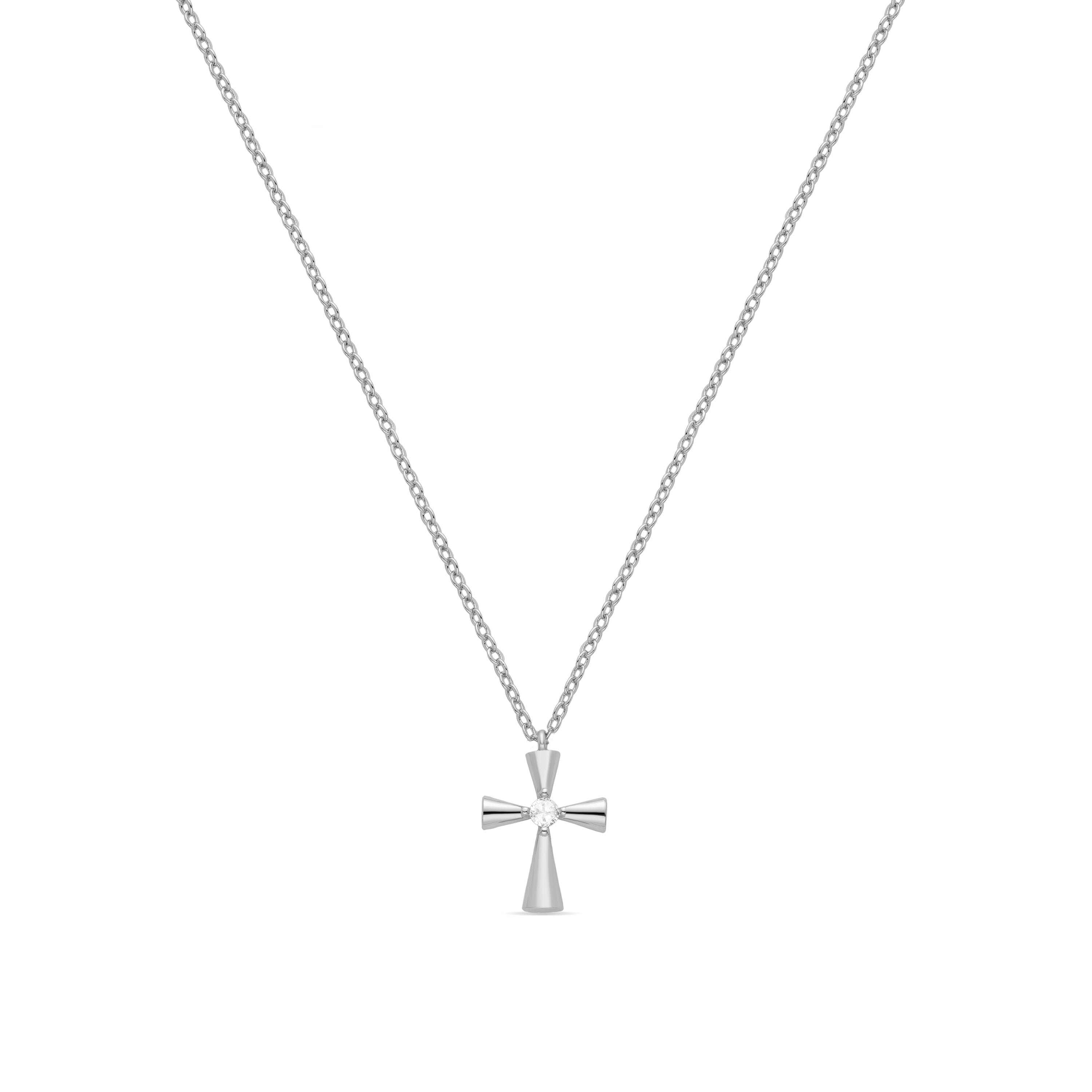 Rhodium-finished brilliant zirconia necklace - Adxi