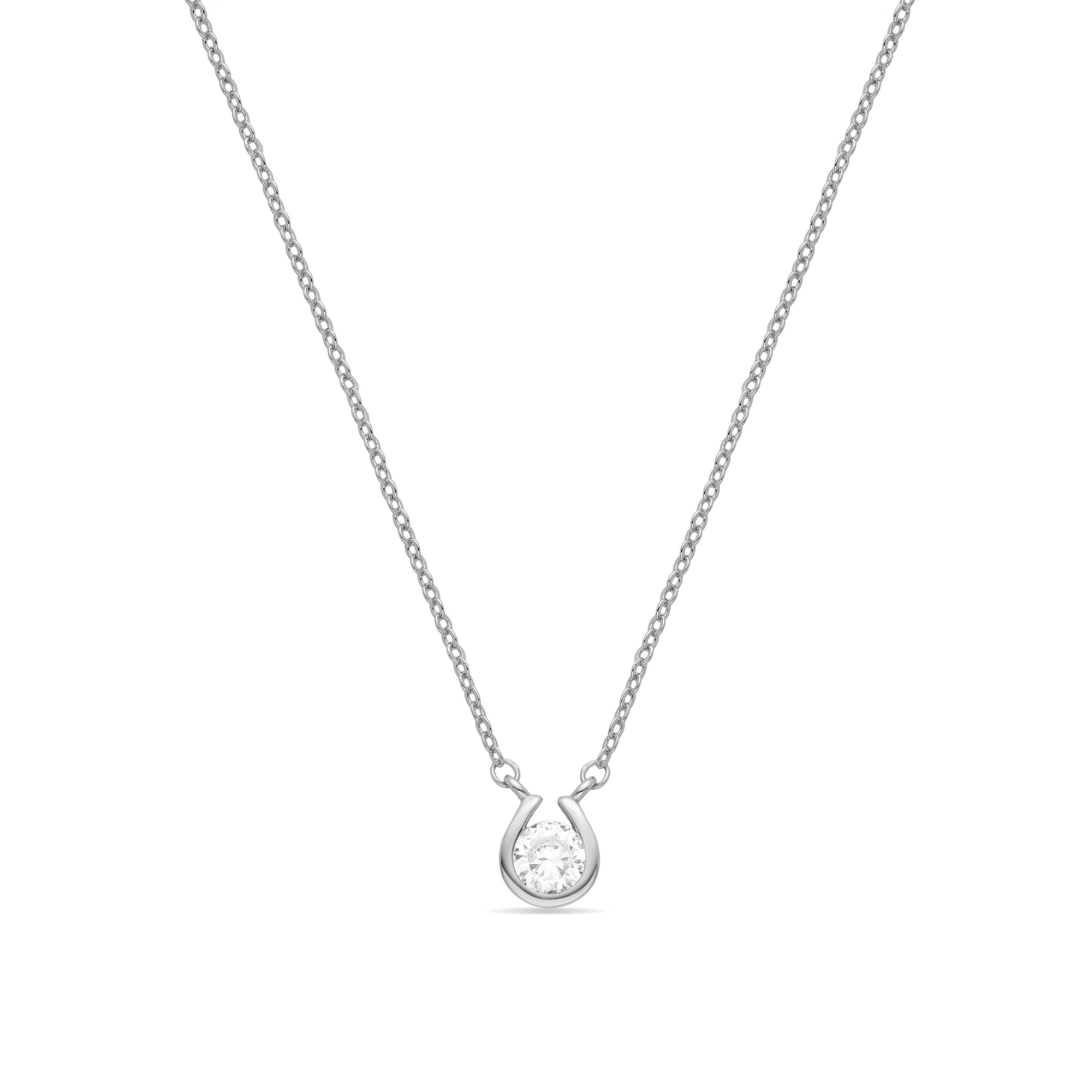 Sparkling Zirconia Necklace with Rhodium Finish - Ceol