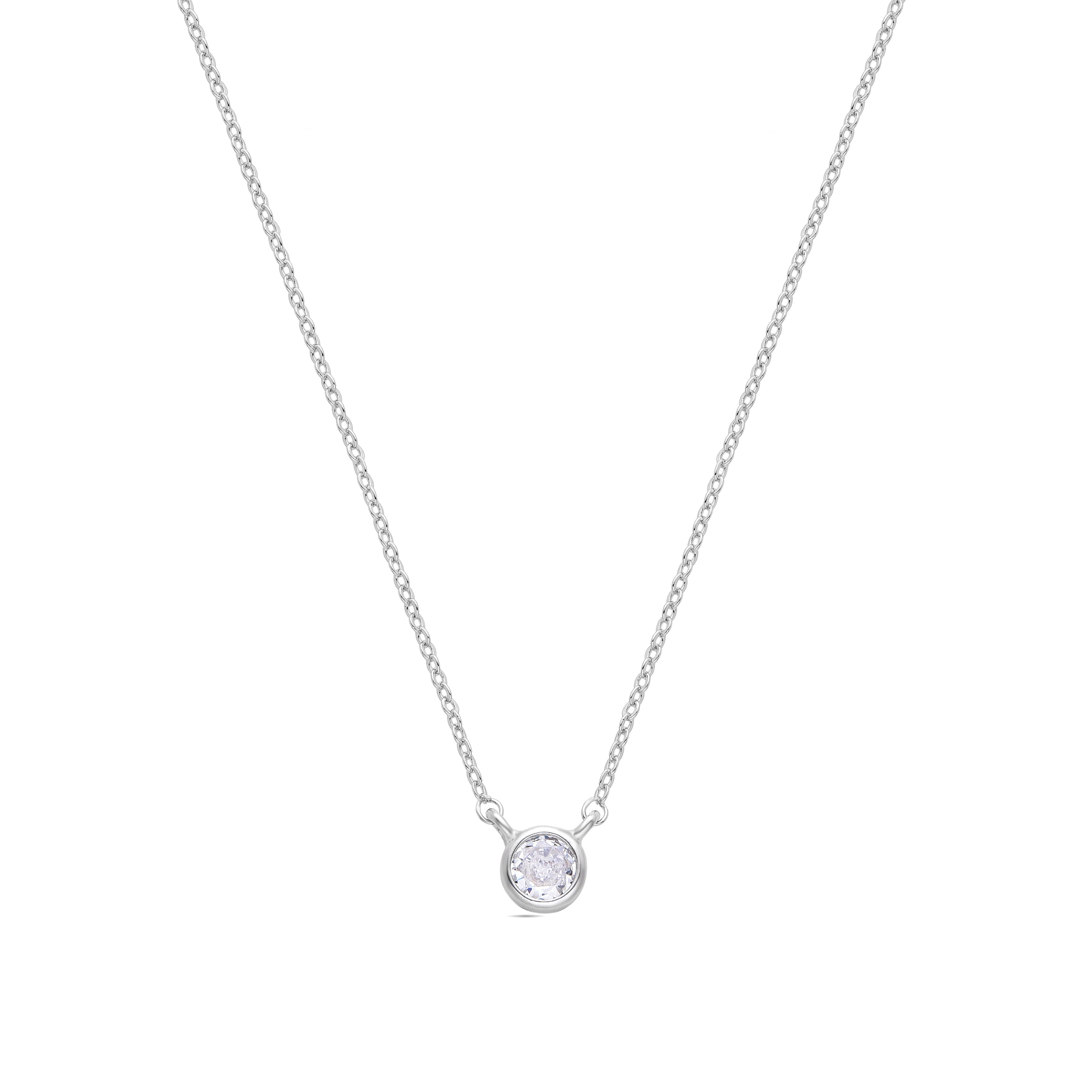 Rhodium-plated brilliant zirconia necklace - Akele