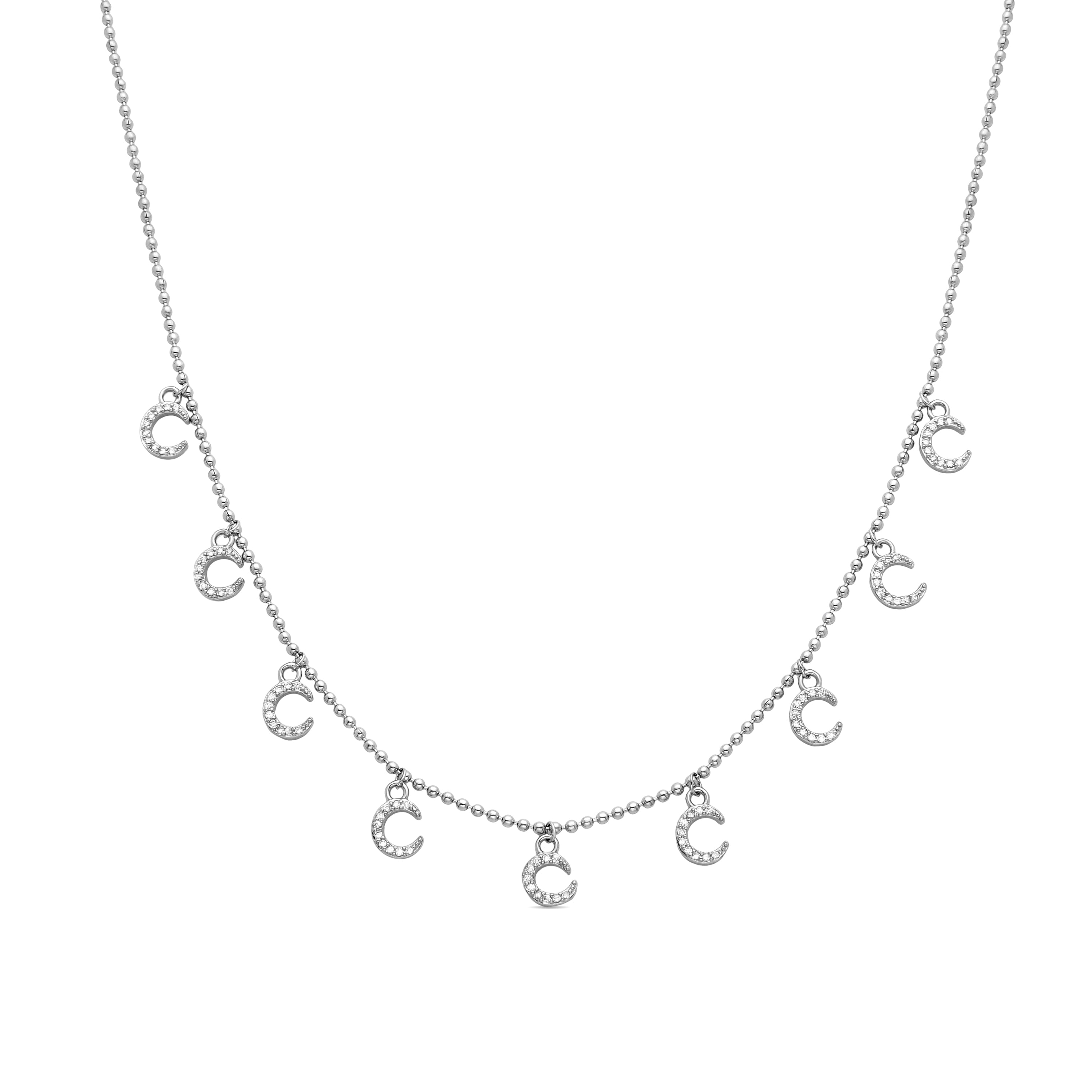 Sparkling Zirconia Necklace with Rhodium Finish - Sadil