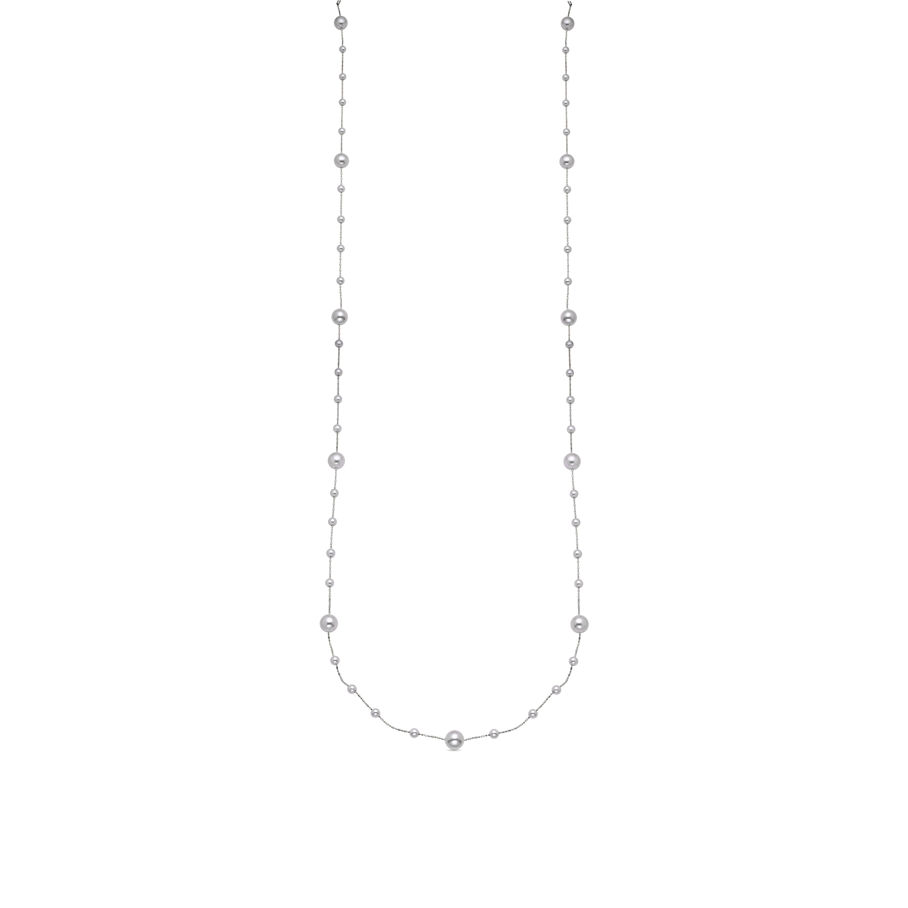 White Pearl Necklace, Silver Finish - Xyaz