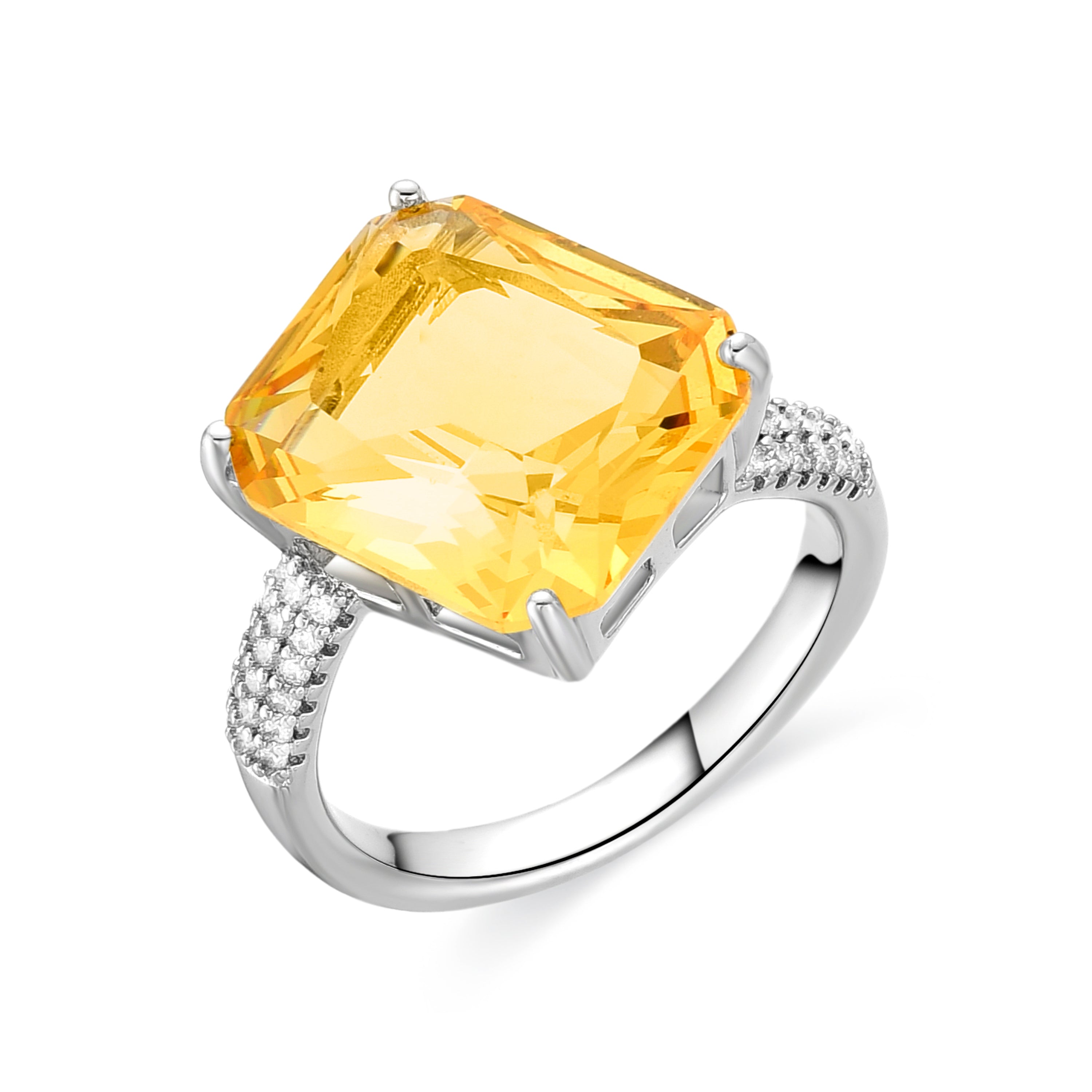Ring with Padparadscha finished in rhodium - Anfay