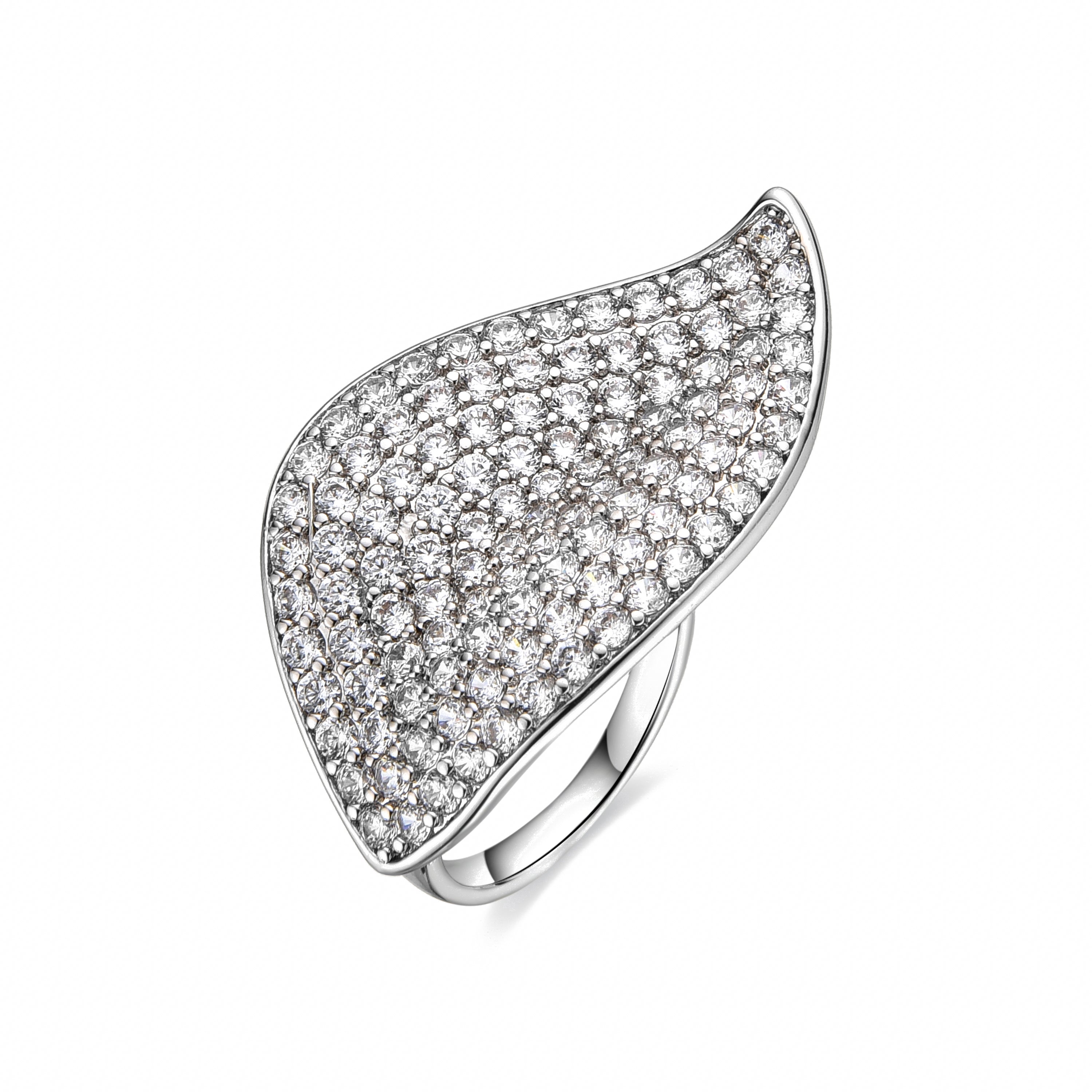 Ring with brilliant zirconia, silver finish - Umha