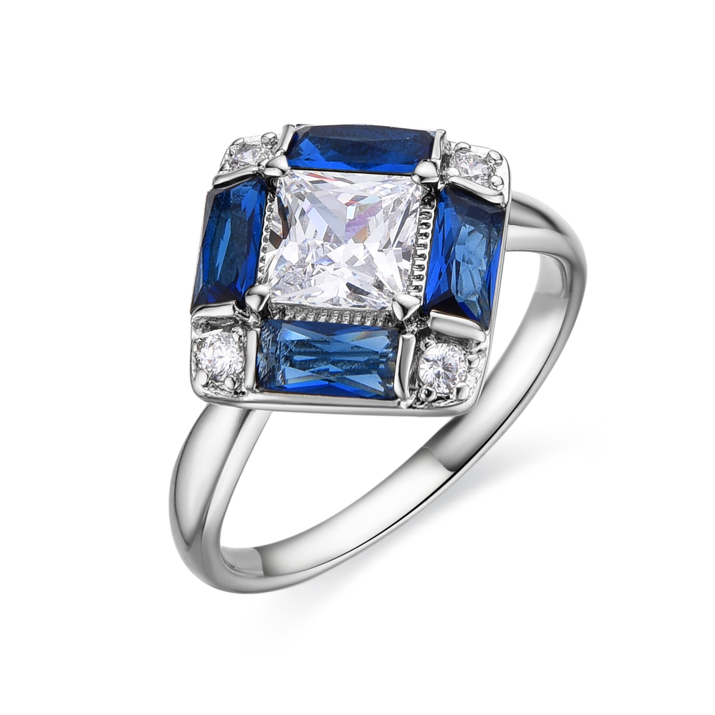 Ring with Sapphire Zirconia, silver finish - Nois