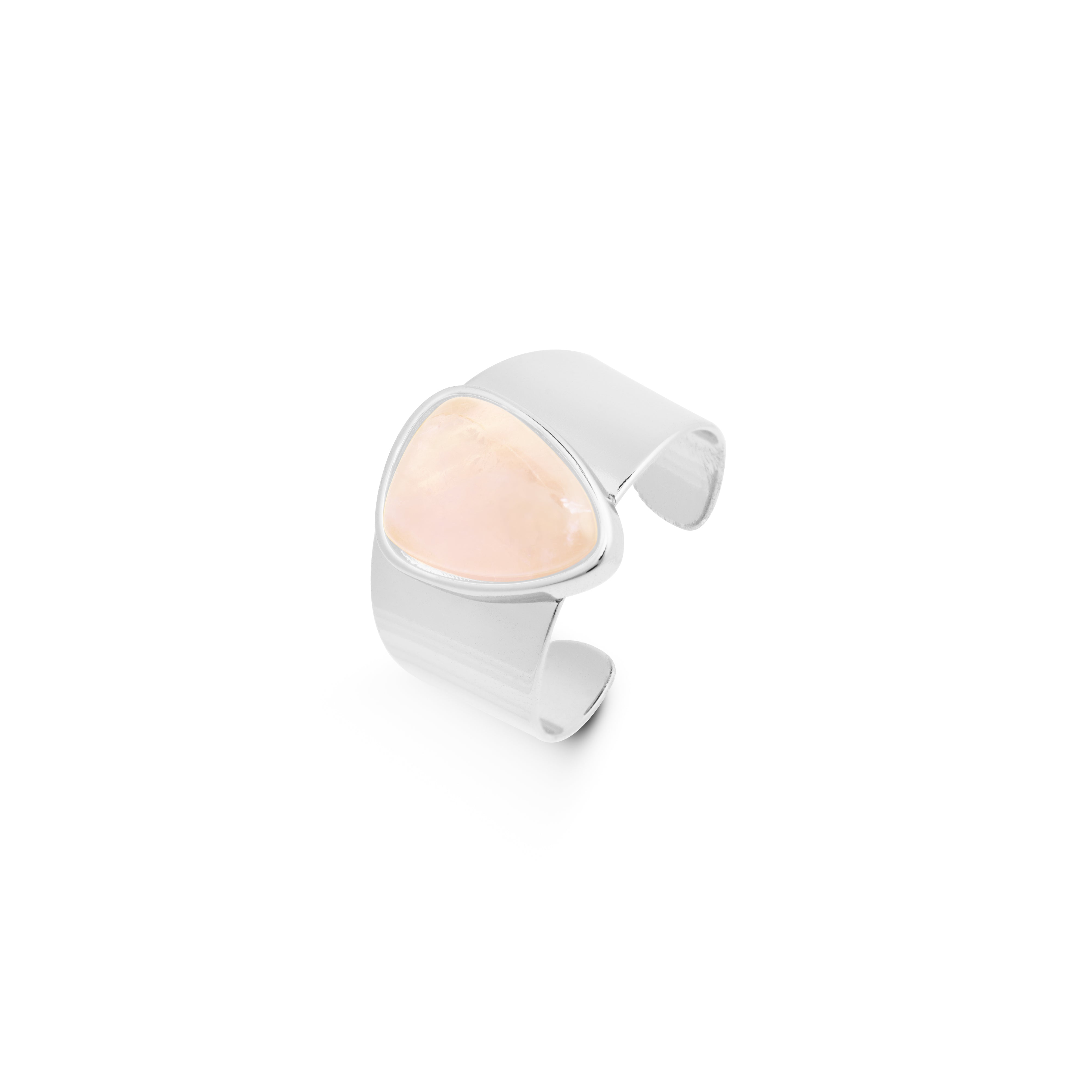 Rose Quartz Ring with Rhodium Finish - Sheak
