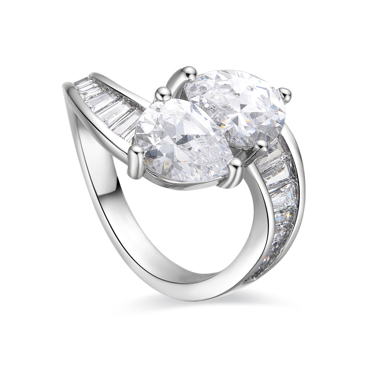 Ring with brilliant zirconia, silver finish - Darbia