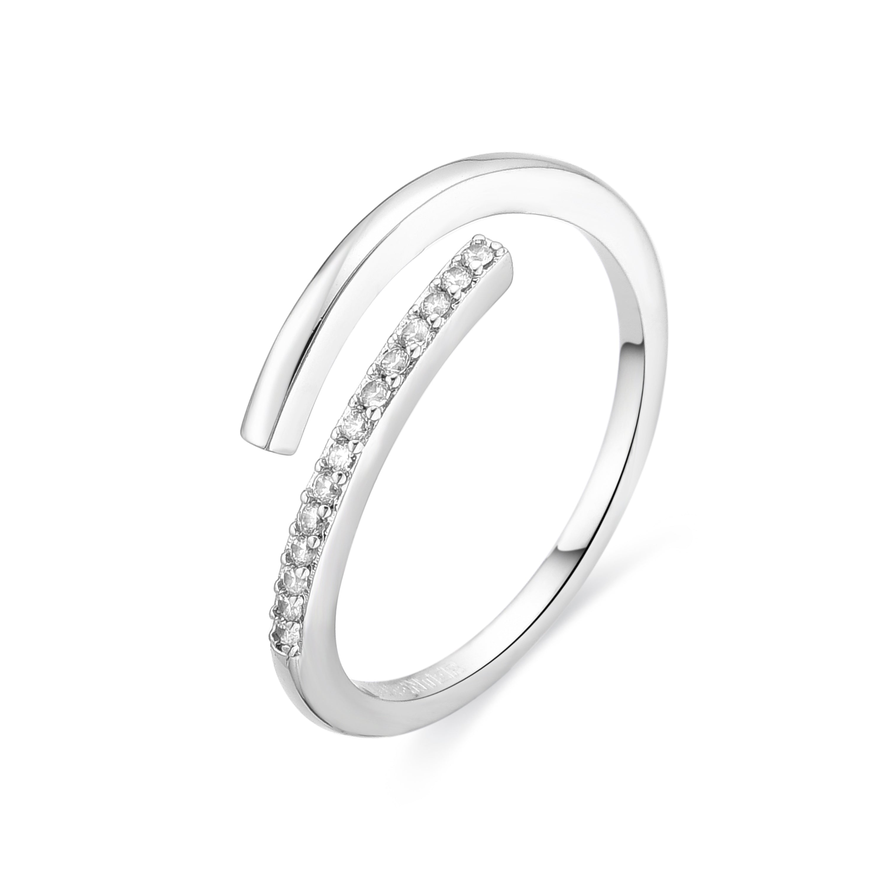 Rhodium-finished brilliant zirconia ring - Dilex