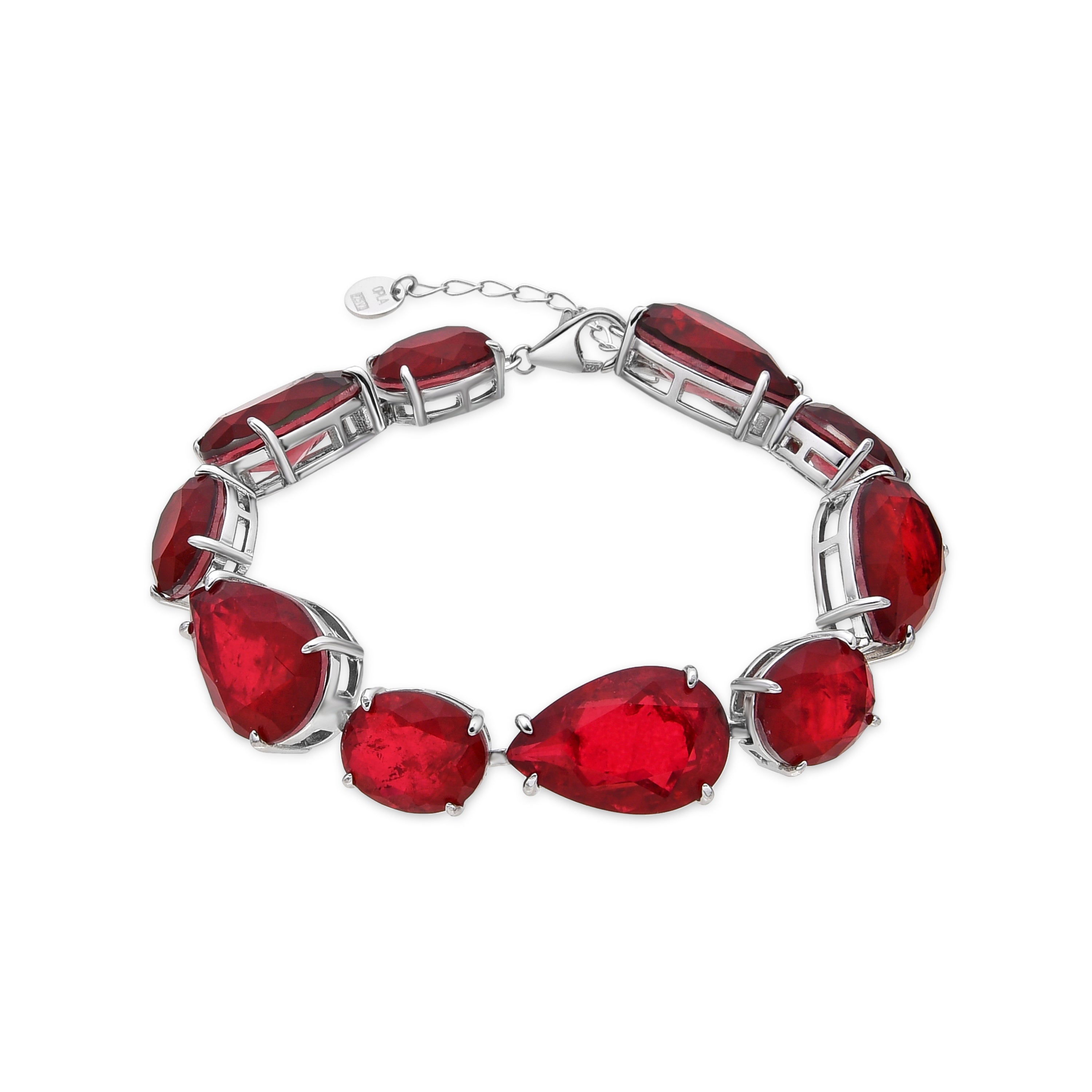 925 Sterling Silver and Cherry Hydrothermal Quartz Bracelet with Rhodium Finish - Grywi