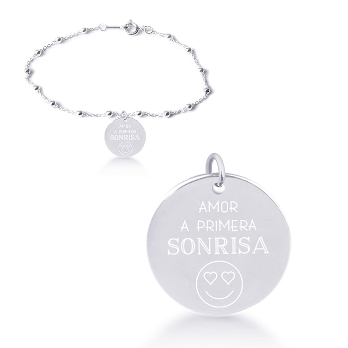 Pulseira de Prata de Lei 925 com acabamento rodinado - Meu Sol