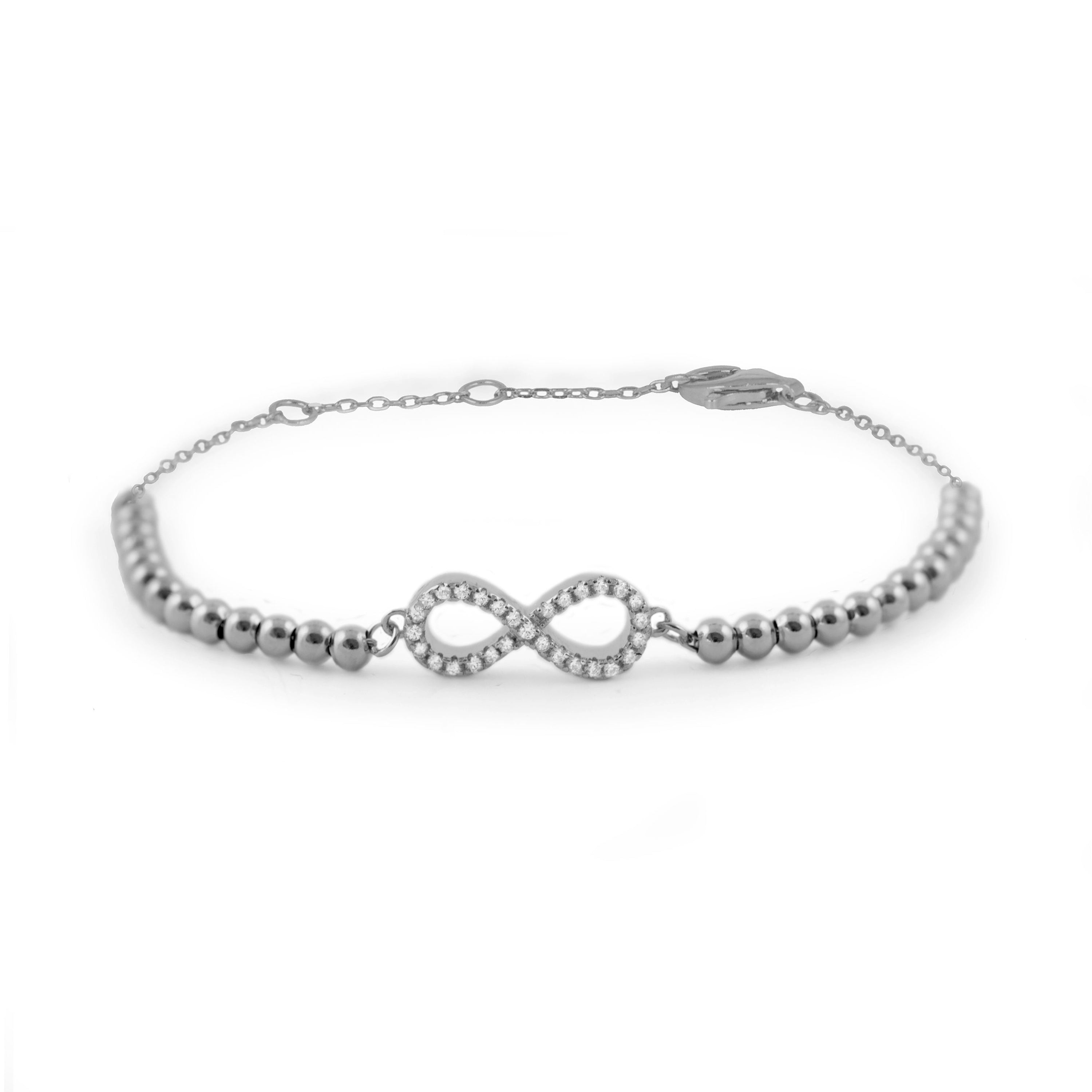 925 Sterling Silver Bracelet with Rhodium-Plated Brilliant Zirconia - Munthir
