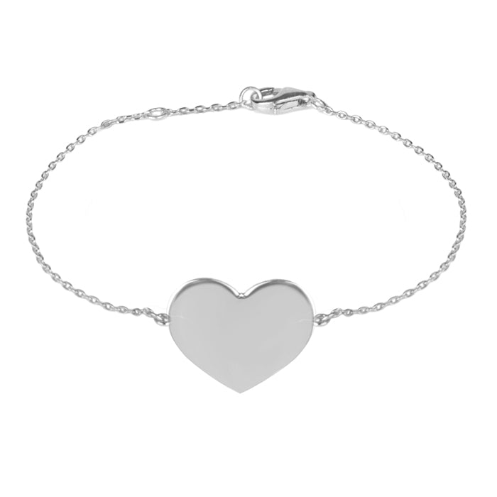 925 Sterling Silver Bracelet with Rhodium Finish - Heart