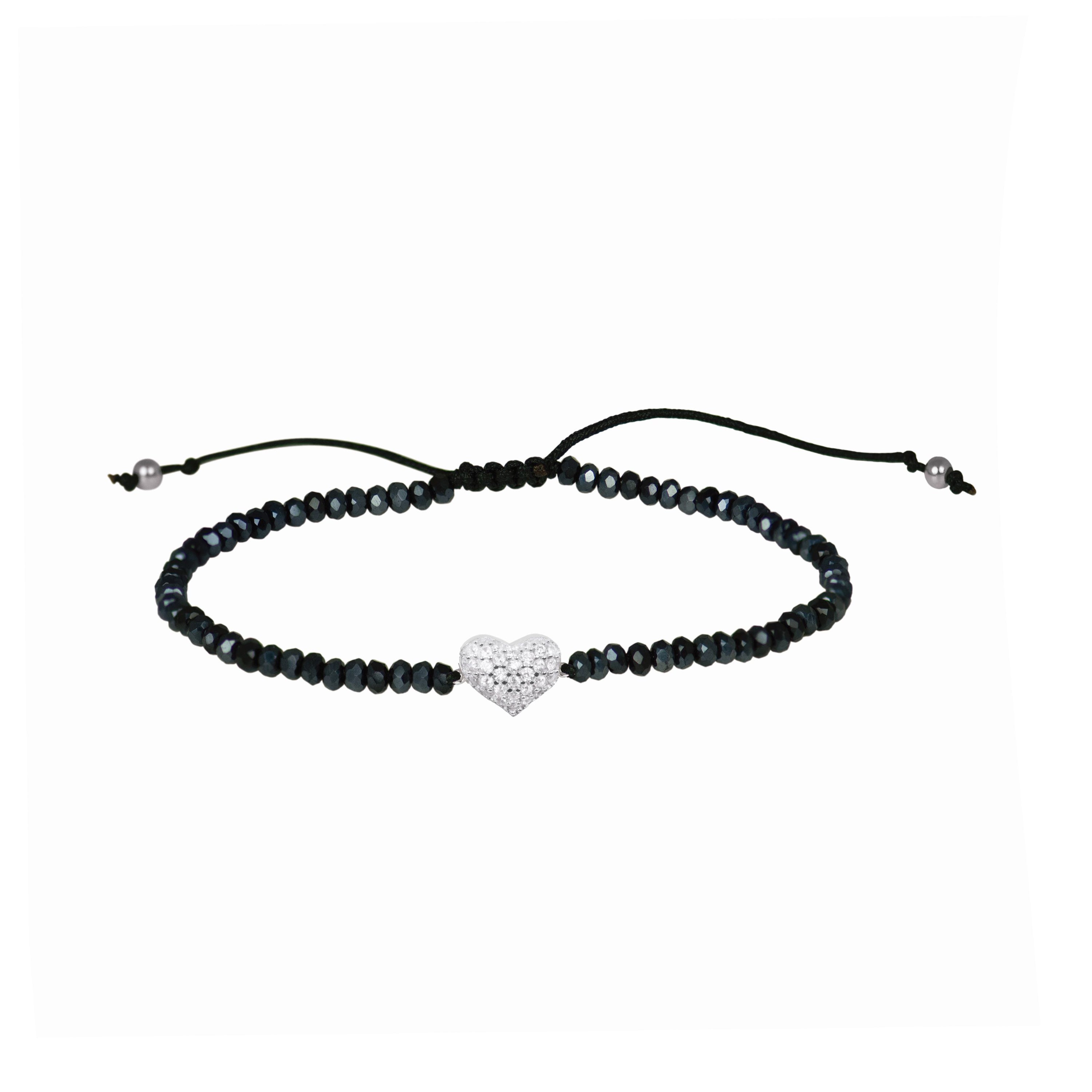 925 Sterling Silver Bracelet with Rhodium-Plated Brilliant Zirconia - Love