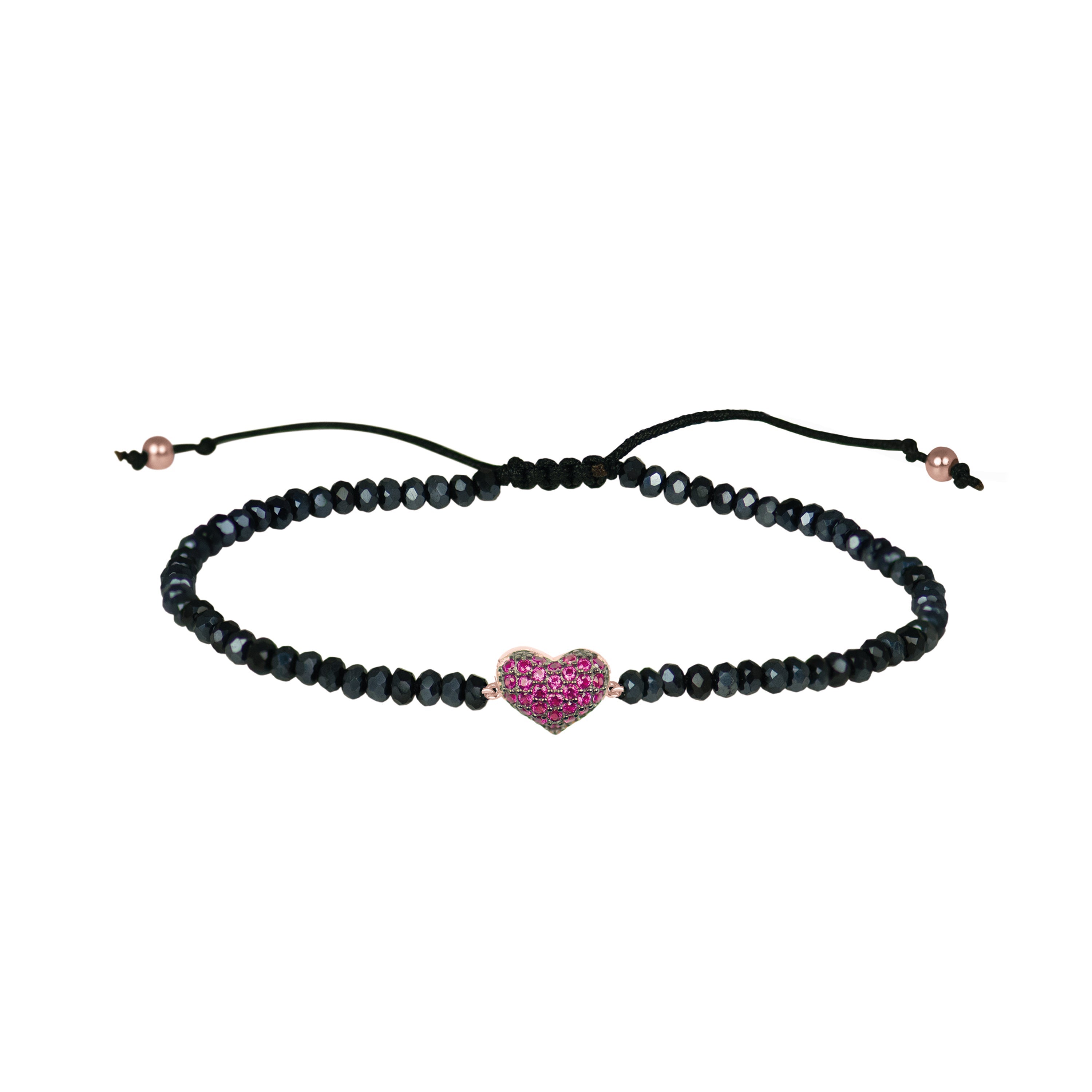 925 Sterling Silver Bracelet with Ruby Zirconia finished in 18K Rose Gold - Love