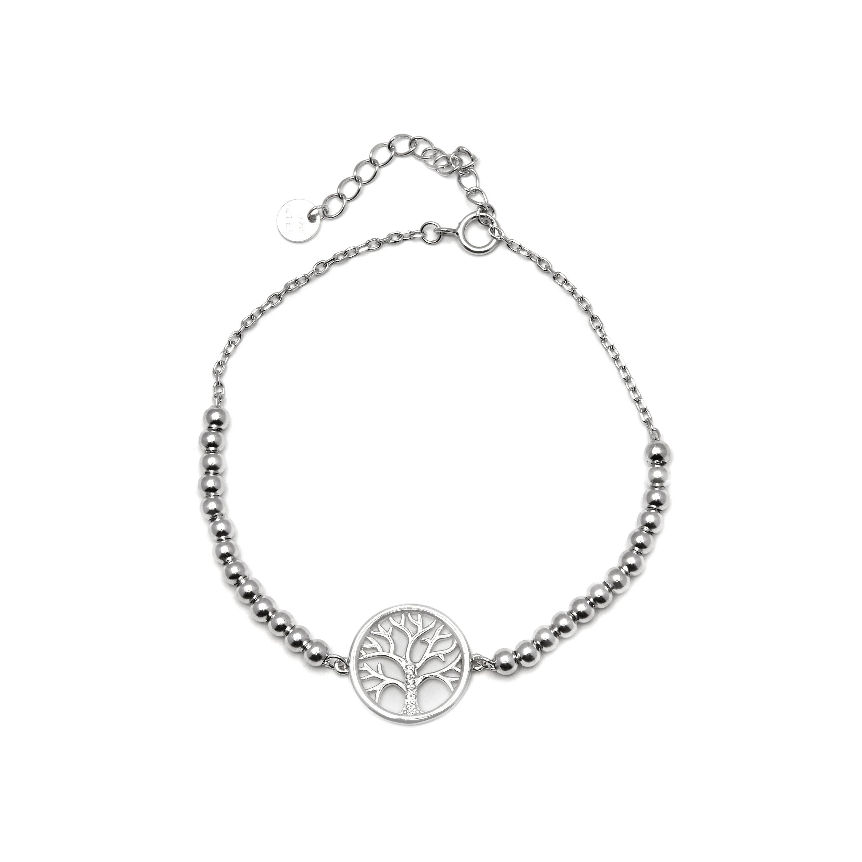 Pulseira de Prata de Lei 925 com Zircônia Brilhante com acabamento em ródio - Árvore da Vida