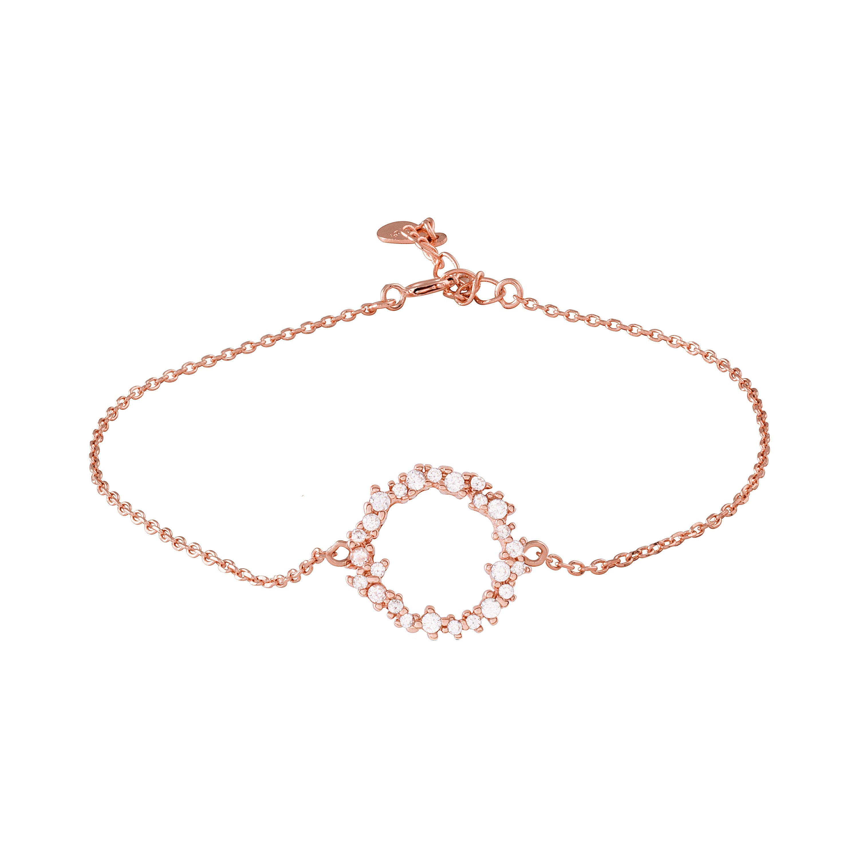 925 Sterling Silver Bracelet with Brilliant Zirconia Finished in 18K Rose Gold - Thilak