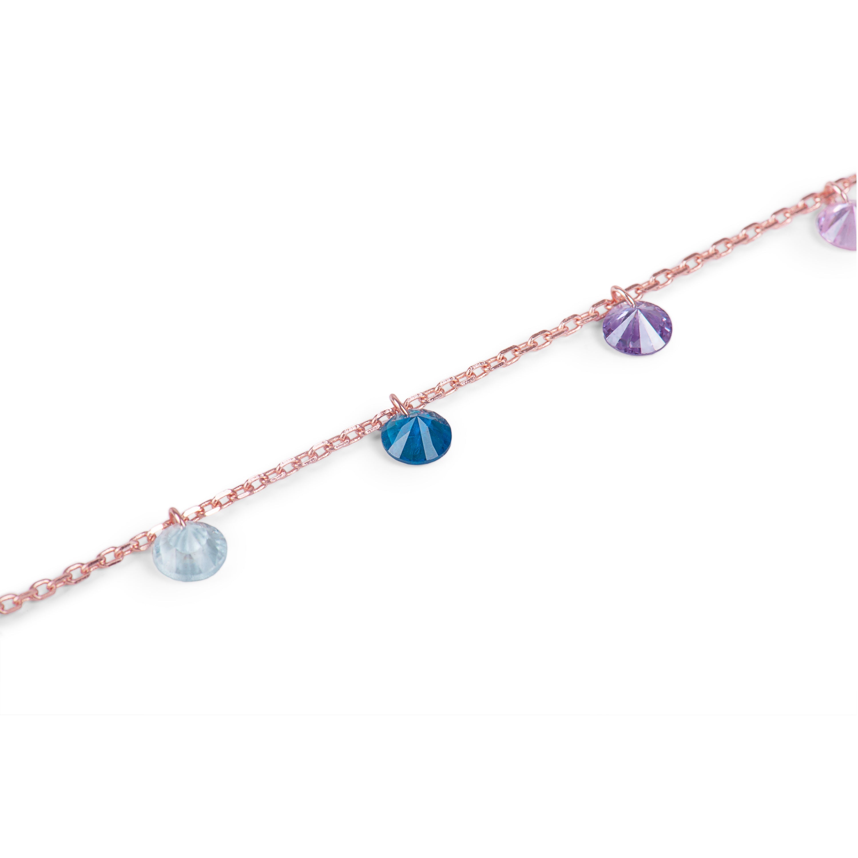 925 Sterling Silver Bracelet with Multicolor Zirconia Finished in 18K Rose Gold - Rolcon