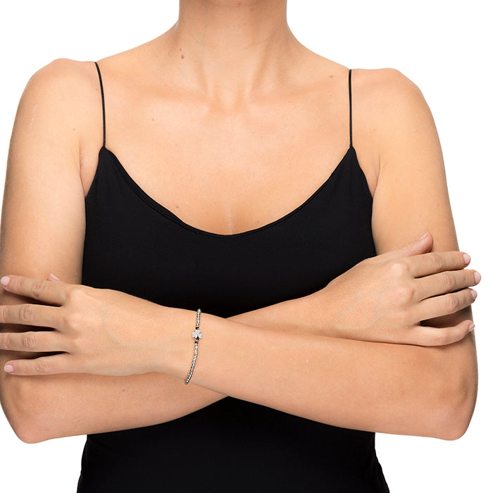925 Sterling Silver Bracelet with Rhodium-Plated Brilliant Zirconia - Nethdra