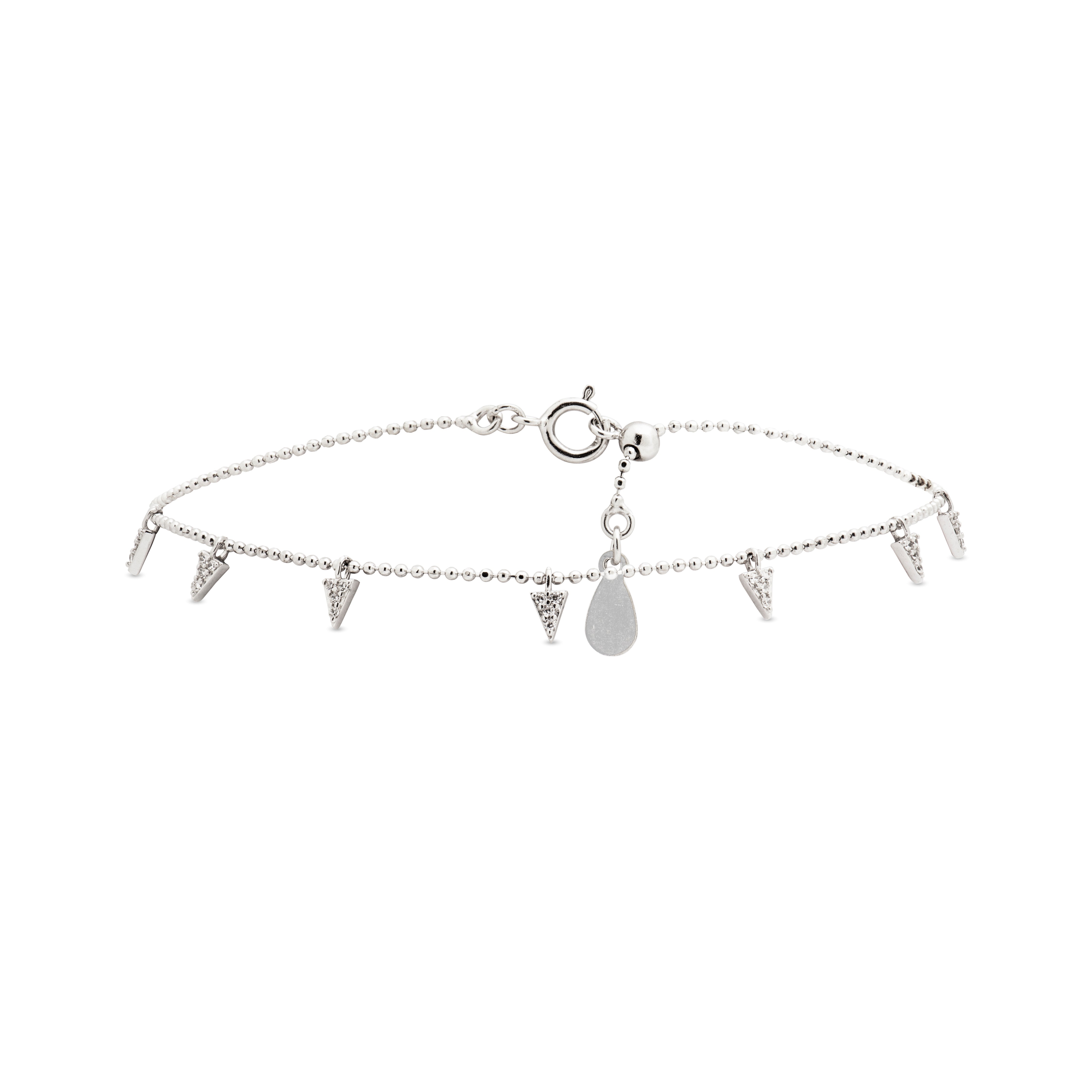 925 Sterling Silver Bracelet with Rhodium-Plated Brilliant Zirconia - Wisedun