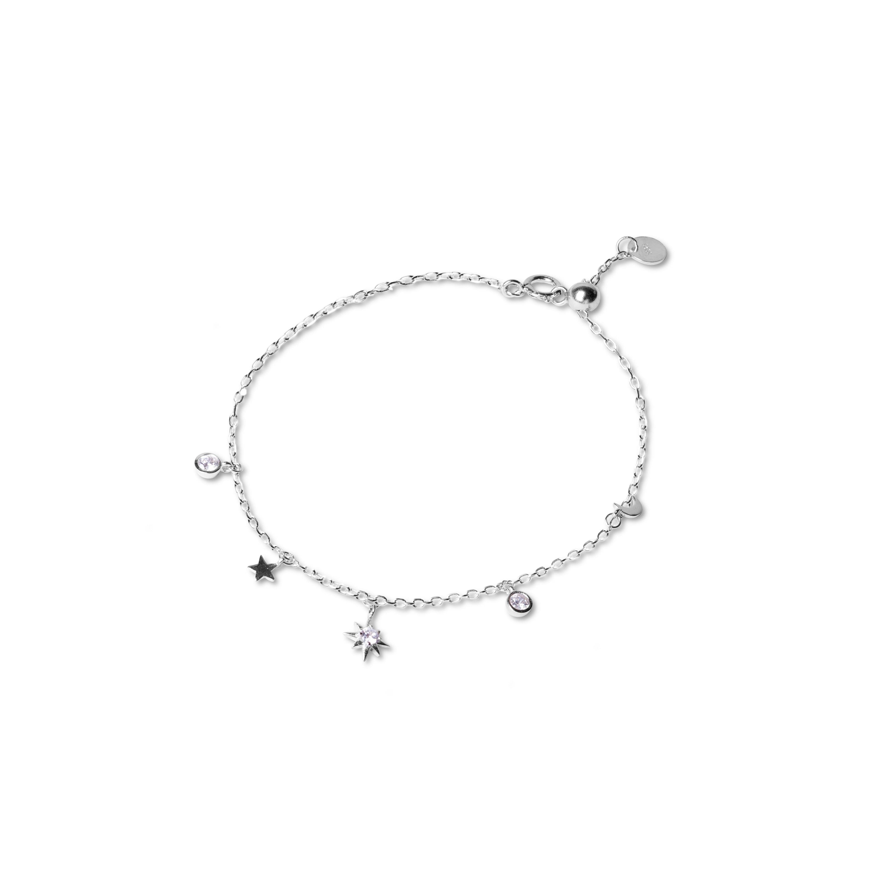 925 Sterling Silver Bracelet with Rhodium-Plated Brilliant Zirconia - Oyazia