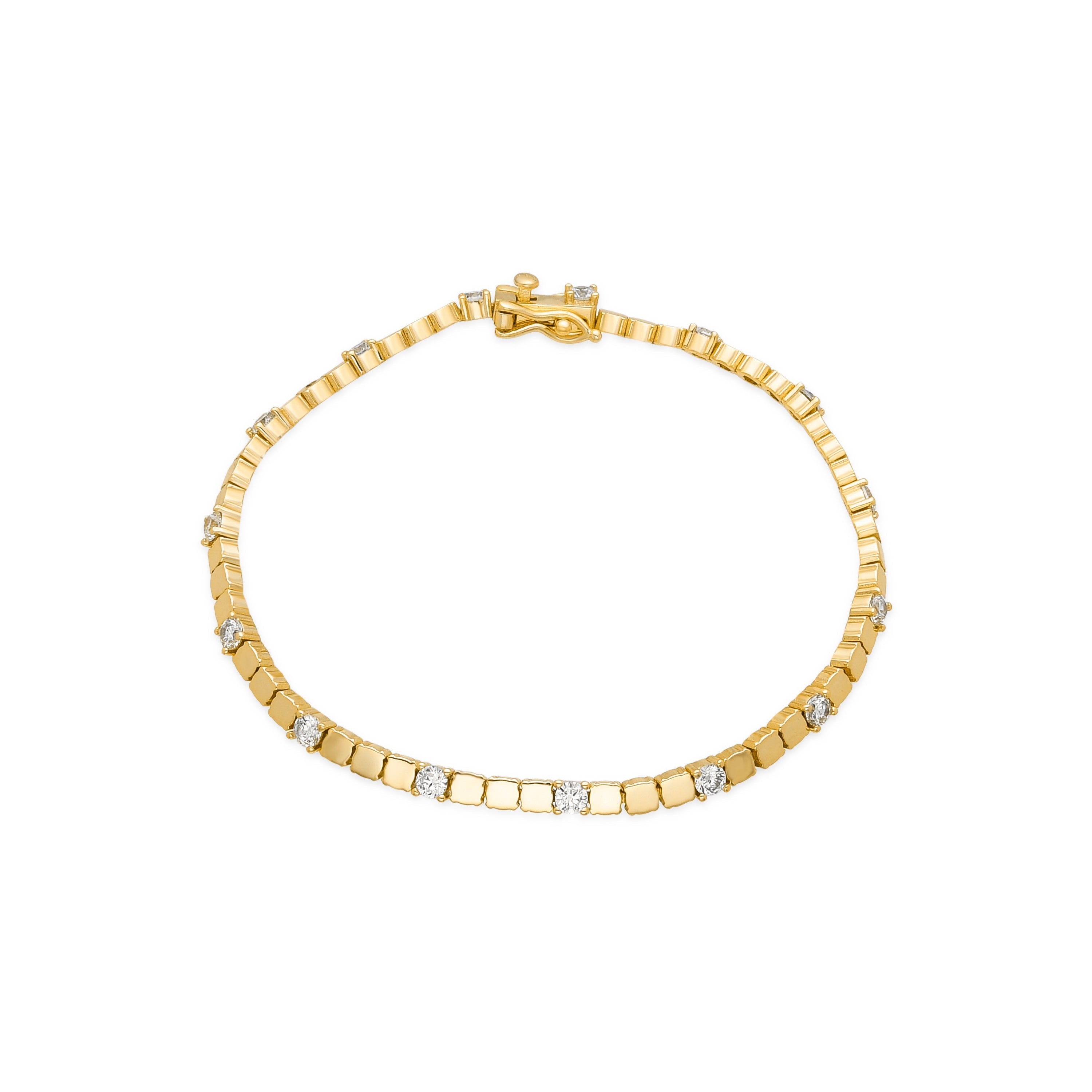 925 Sterling Silver and Brilliant Zirconia Bracelet with 18k Gold Finish - Dorane