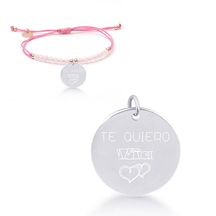 925 Sterling Silver Bracelet with Pink Agate Finished in 18K Rose Gold - Mi Sol