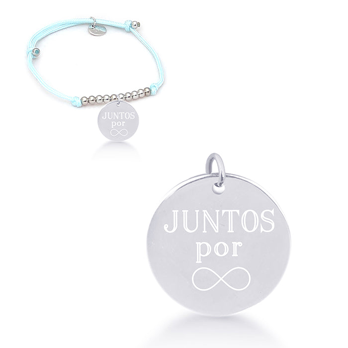 925 Sterling Silver Bracelet with Blue Cotton, Rhodium Finish - My Sun