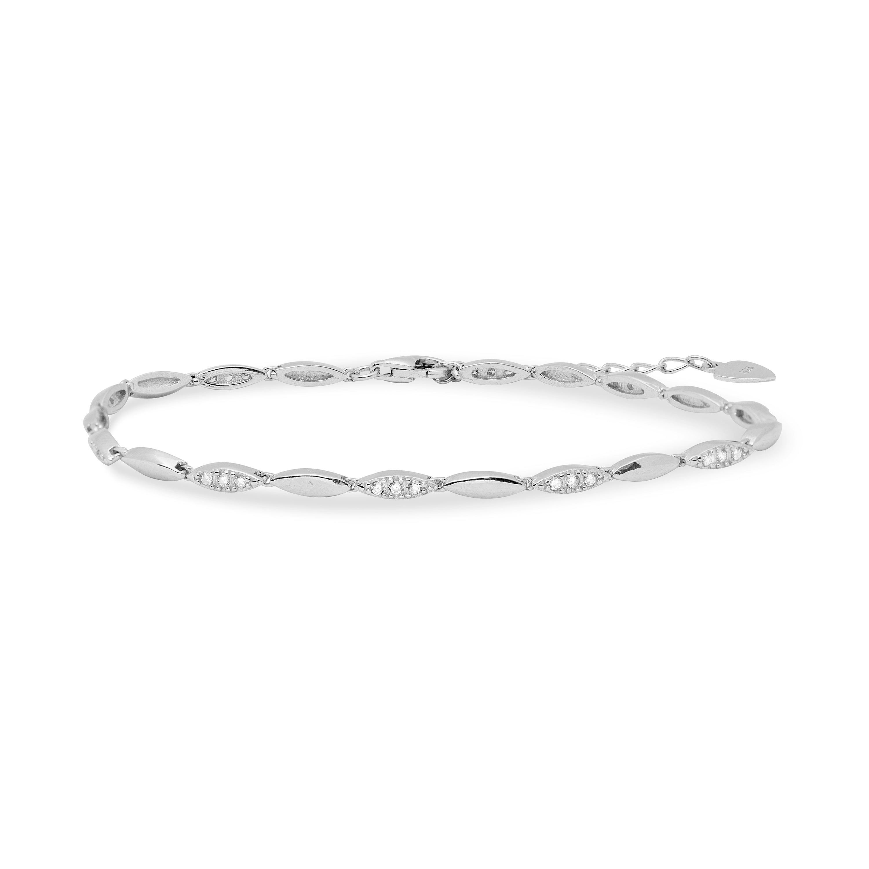 925 Sterling Silver Bracelet with Rhodium-Plated Brilliant Zirconia - Ferdnan