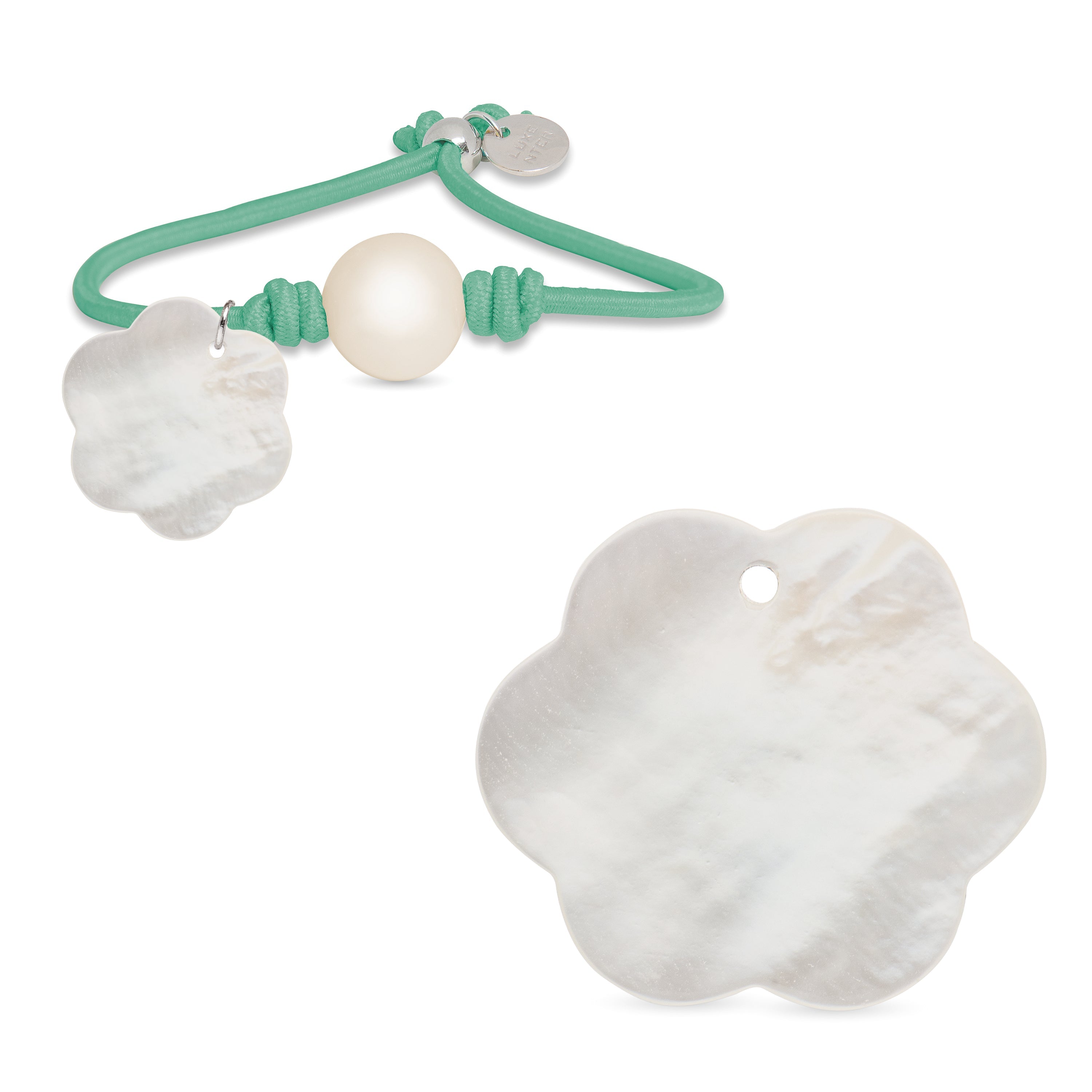 925 Sterling Silver Bracelet with Green Cotton, Rhodium Finish - Lasa