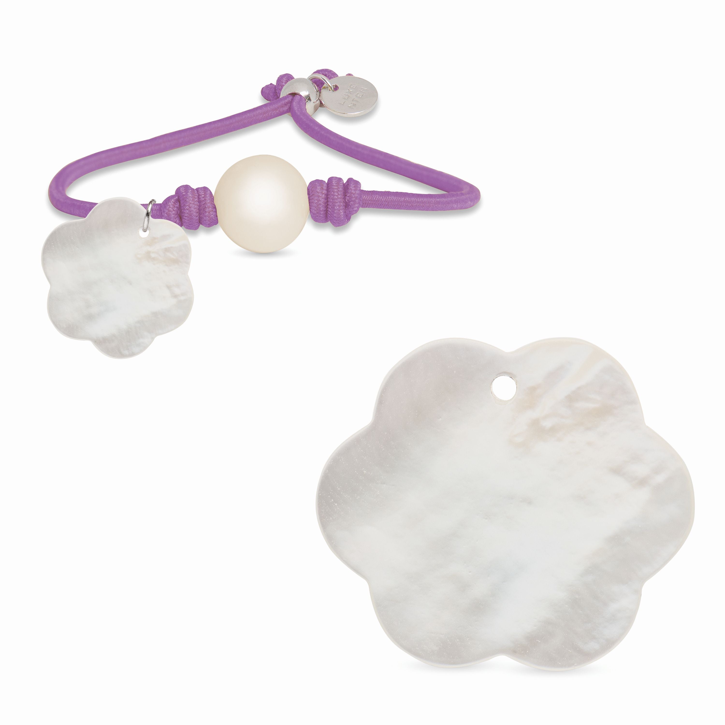 925 Sterling Silver Bracelet with Purple Cotton, Rhodium Finish - Lasa