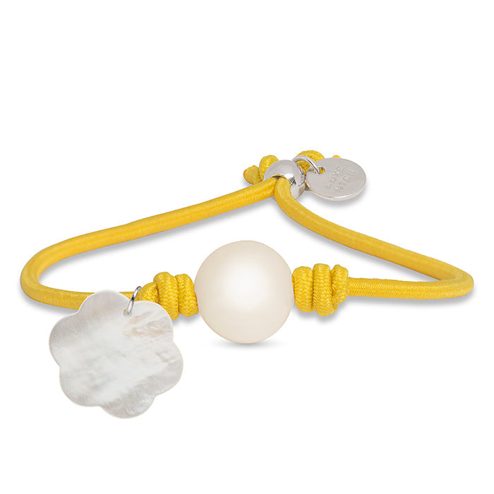 925 Sterling Silver Bracelet with Mustard Cotton, Rhodium Finish - Lasa