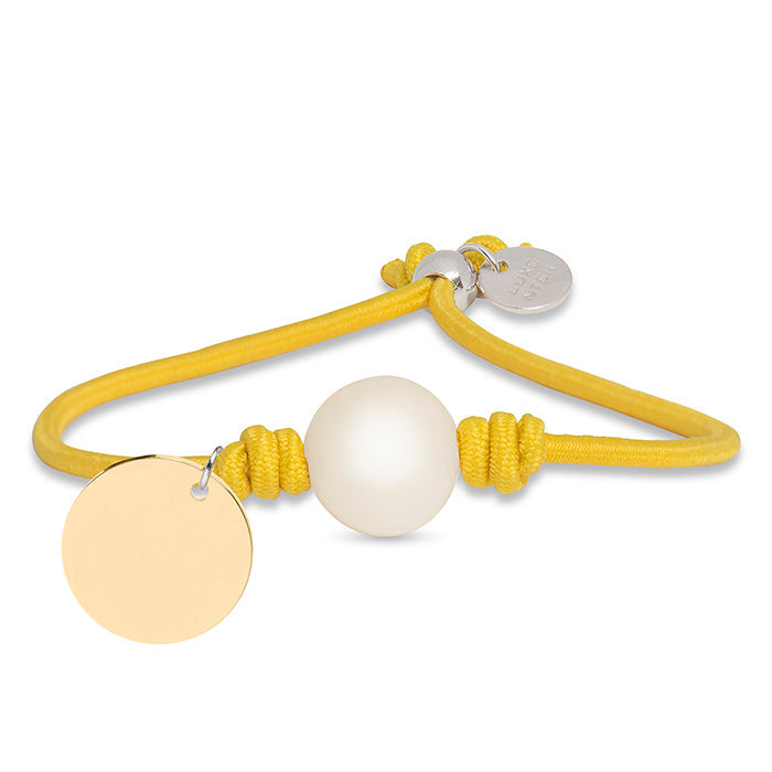 925 Sterling Silver Bracelet with Mustard Cotton finished in 18K Yellow Gold - Lasa